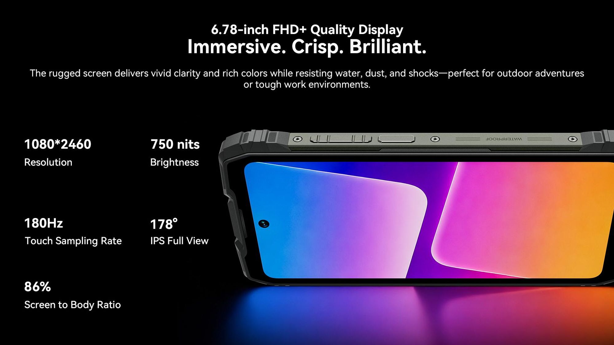 Blackview ROCK 3  Smartphone,6.78" 120Hz,10000mAh Battery, 108MP Main Camera, 24(8+16)+256GB , IP68/IP69K Waterproof, Android 16,Thermal Imaging.