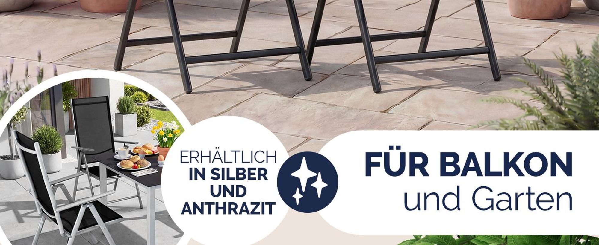 CASARIA® Gartenstühle 2er Set Hochlehner Anthrazit