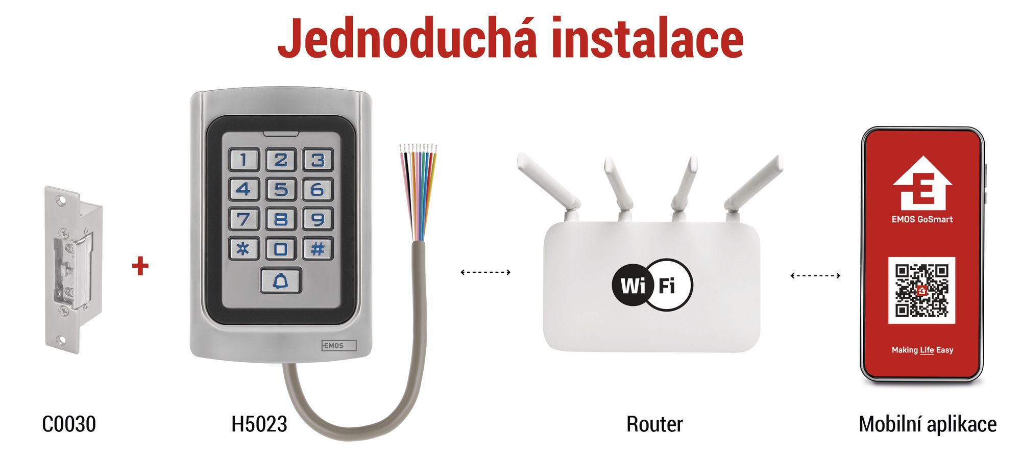 Přístupová klávesnice EMOS GoSmart s integrovanou čtečkou RFID a aplikací, inteligentní domácí kódový zámek pro dveře a brány, vodotěsný, H5023