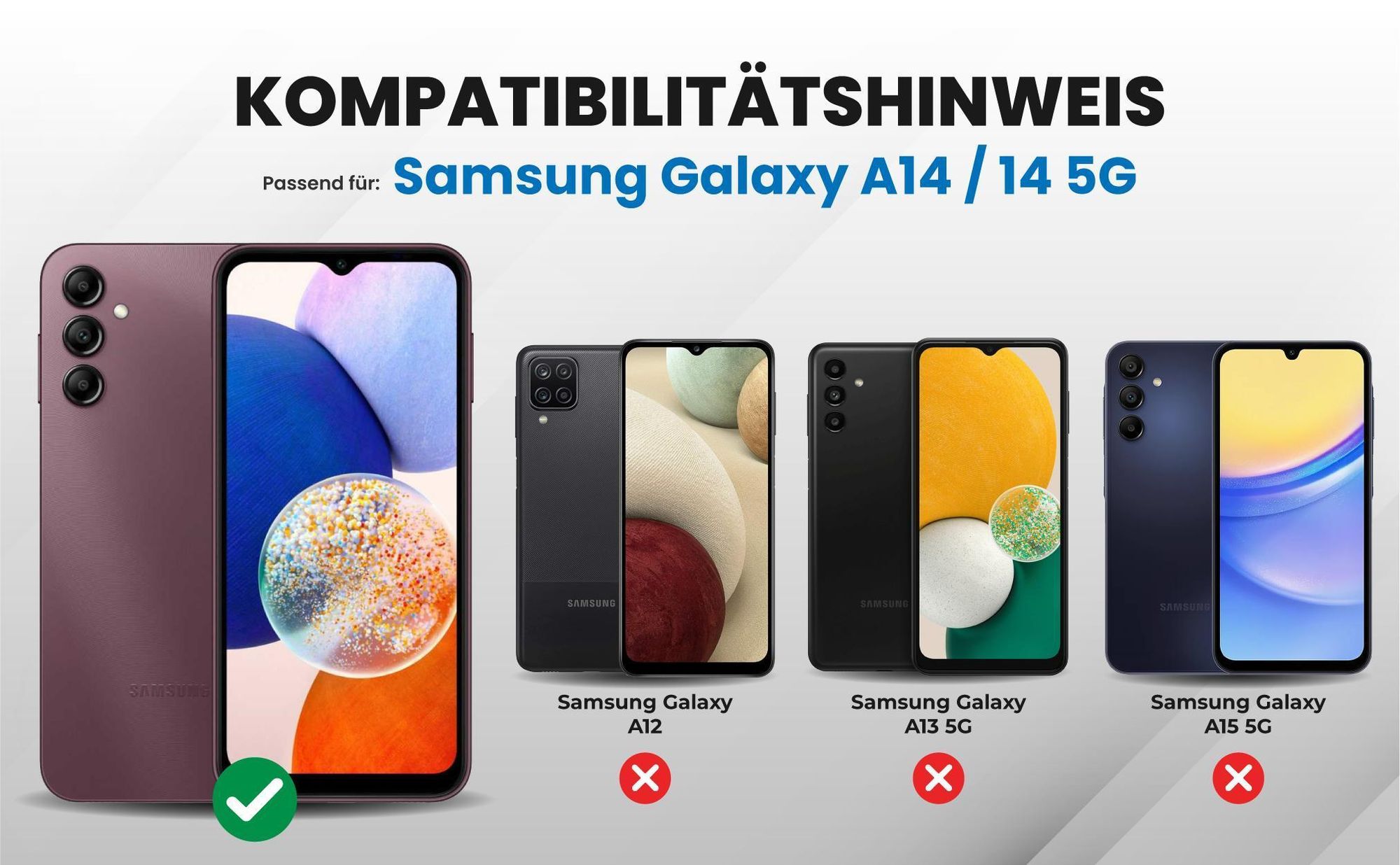 Kompatibilitätshinweise Hülle für Samsung Galaxy A14 / A14 5G