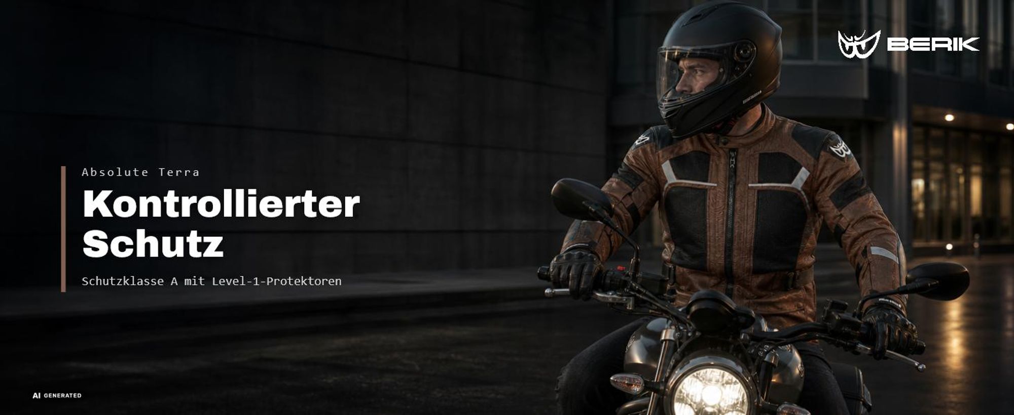 Berik Absolute Terra Motorrad Textiljacke, olivgrün/schwarz, 52