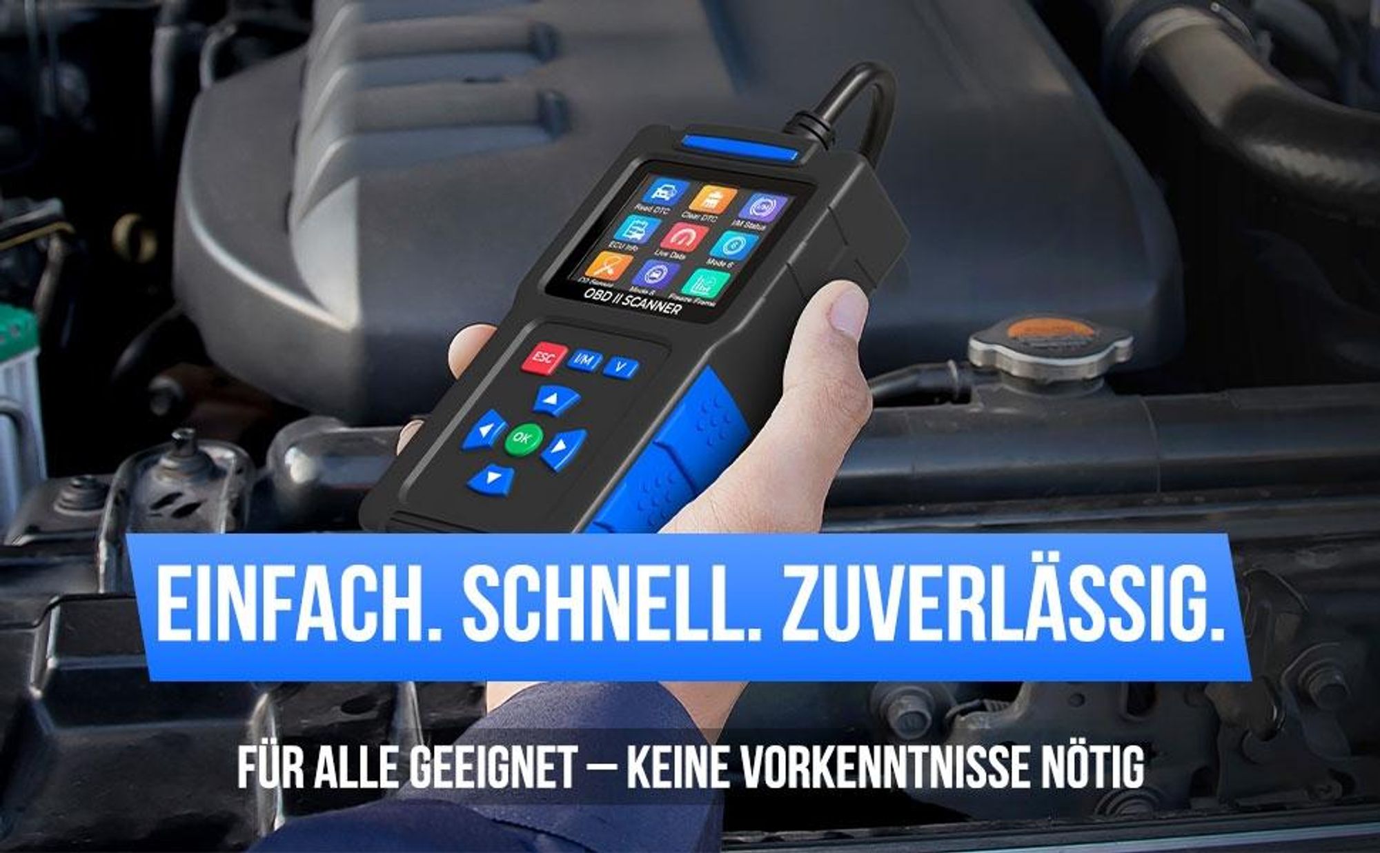 T200 Alles in einem OBD2 Diagnosegerät mit LCD Anzeige | OBD2 Scanner für Autos mit Motorcode Finder & Fehlerlesegerät | EOBD/obd-ii Diagnosewerkzeug