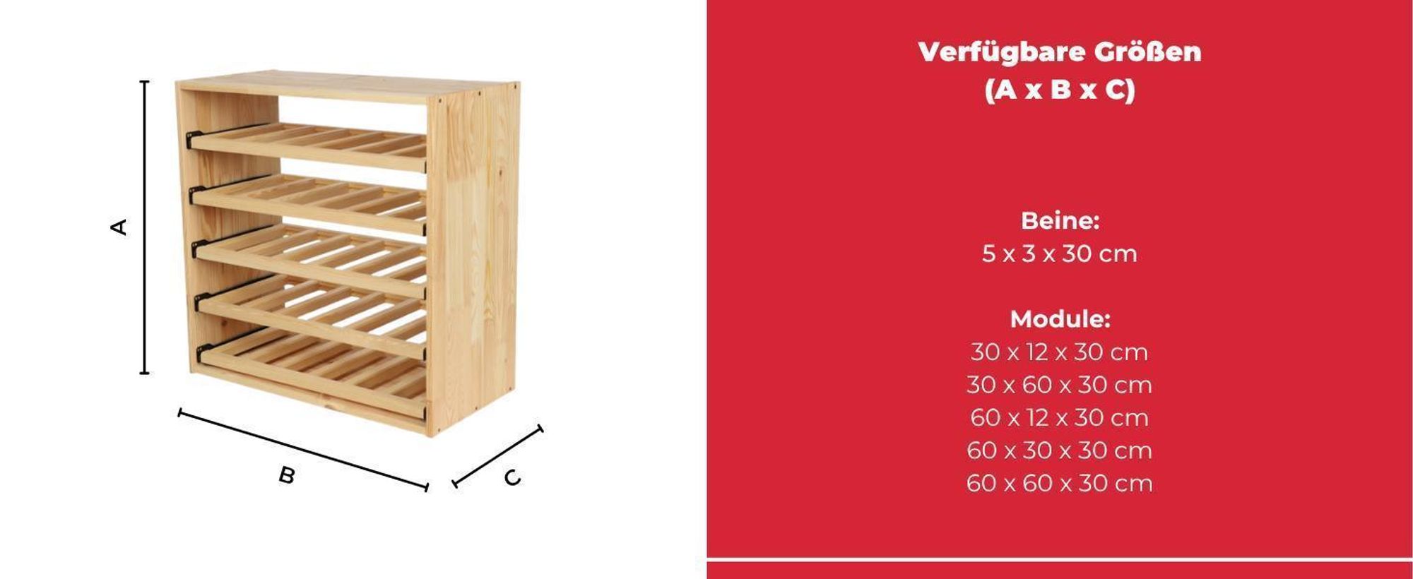 MODO24 Regalfüße, Weinregal Zubehör, Standfüße 2er Set, Regalerhöhung, Sockel, Weinschrank, Kellerregal, Massivholz, 5x3x30 cm, Braun, RW61