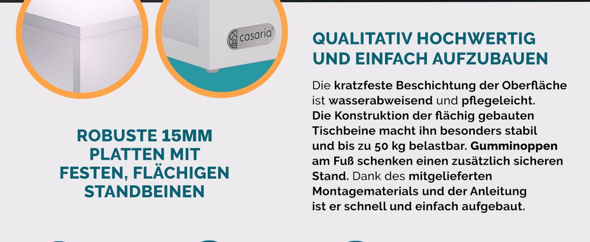 CASARIA Couchtisch mit Stauraum Weiß