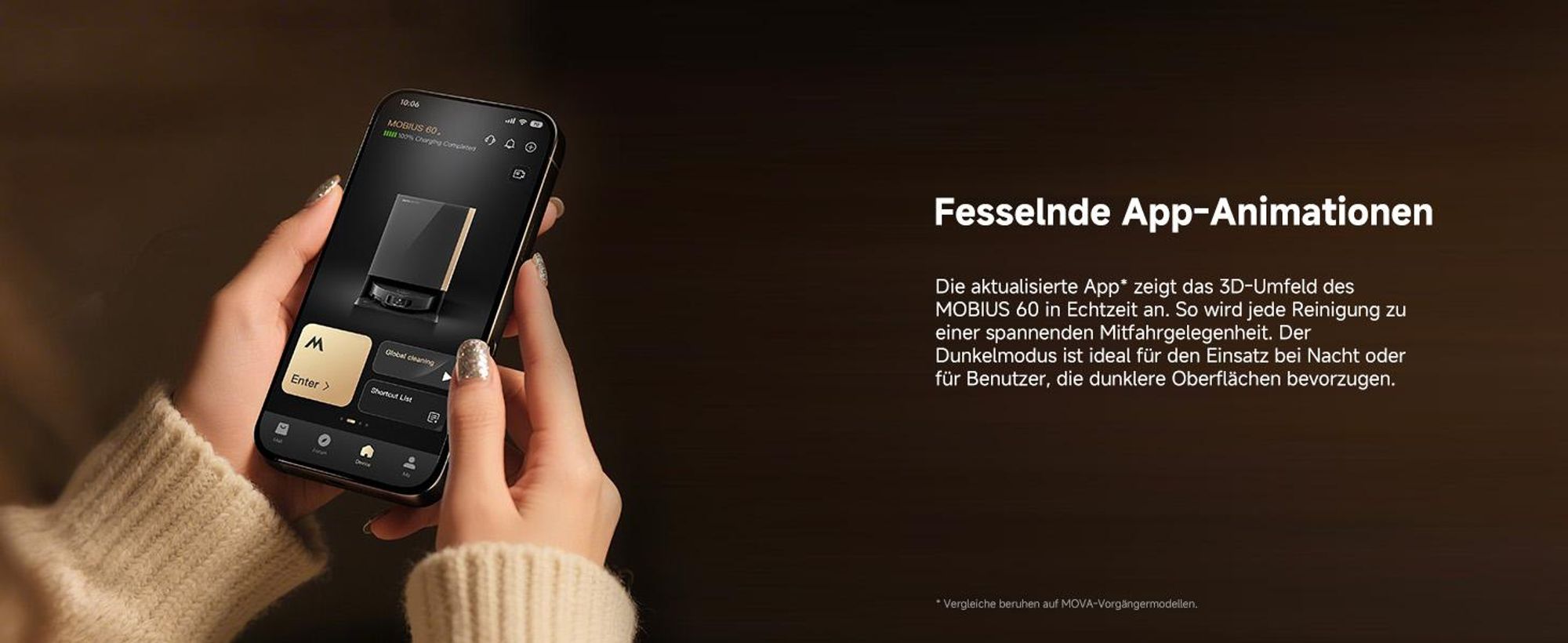 MOVA MOBIUS 60 Saugroboter – MopSwap™, 30.000 Pa, dynamisches Saugrückhaltesystem, 8 cm Hindernis, flexible Navigation, 100 °C PTC für Waschbretter