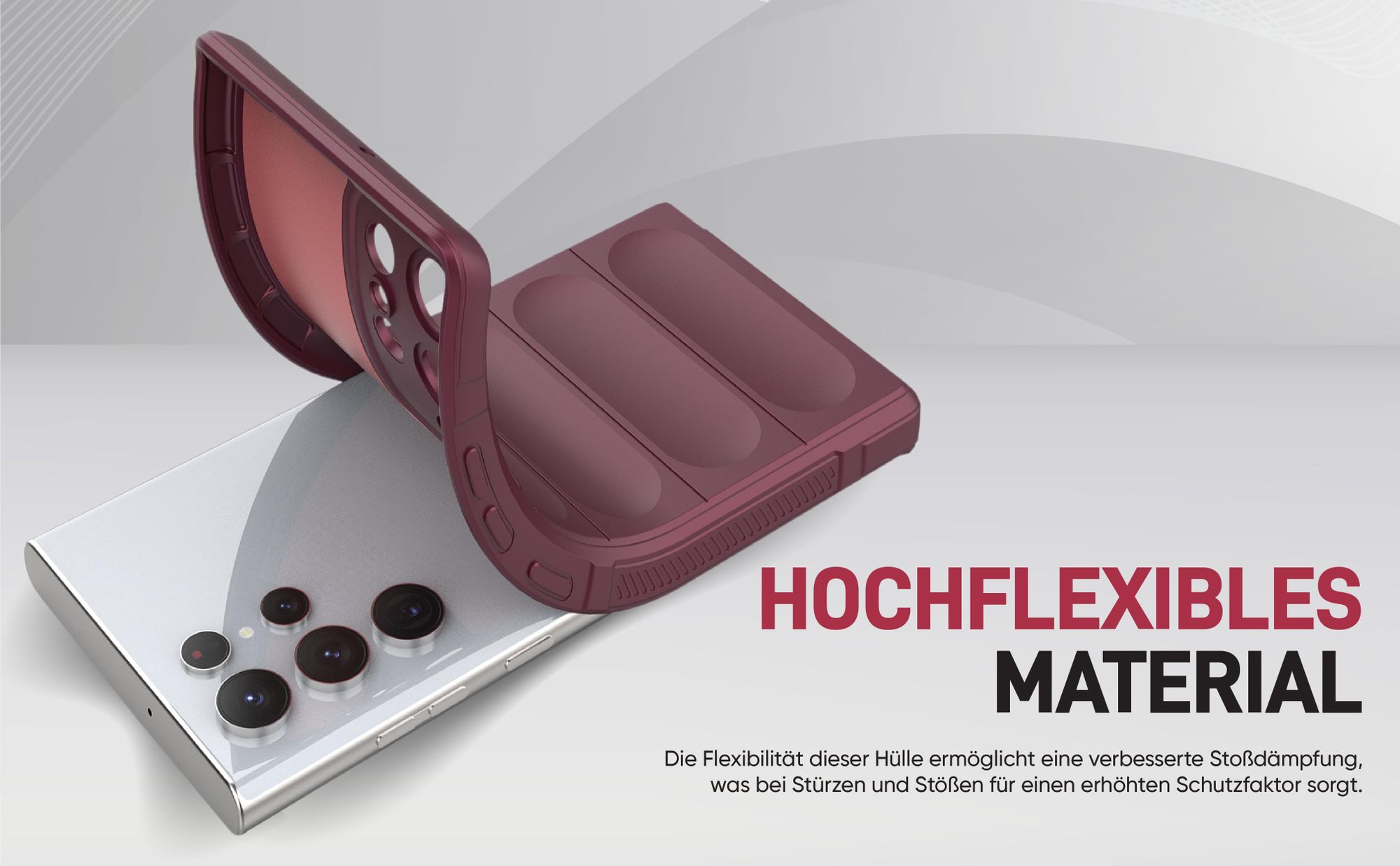 Stoßfestes und flexbiles Handy Case mit Griffzonen in Lila für Samsung Galaxy S22 Ultra