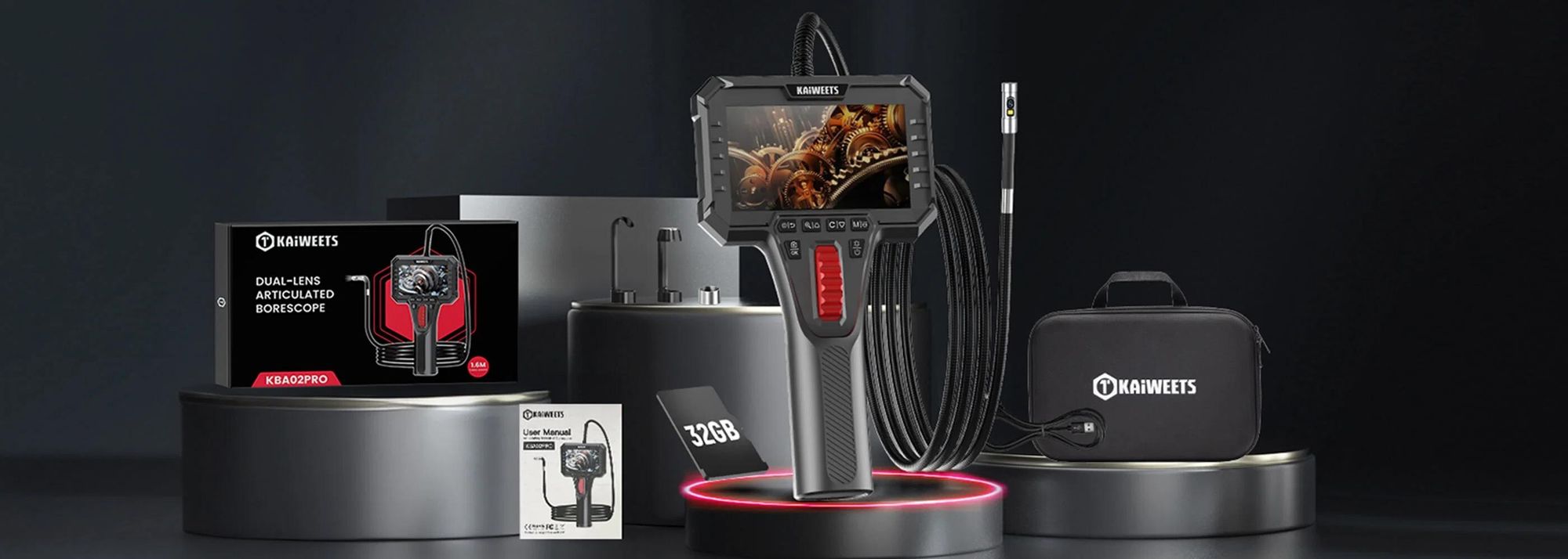 KAIWEETS KBA02 PRO Gelenk Endoskopkamera – Dual-Objektiv, 4,3 Zoll IPS