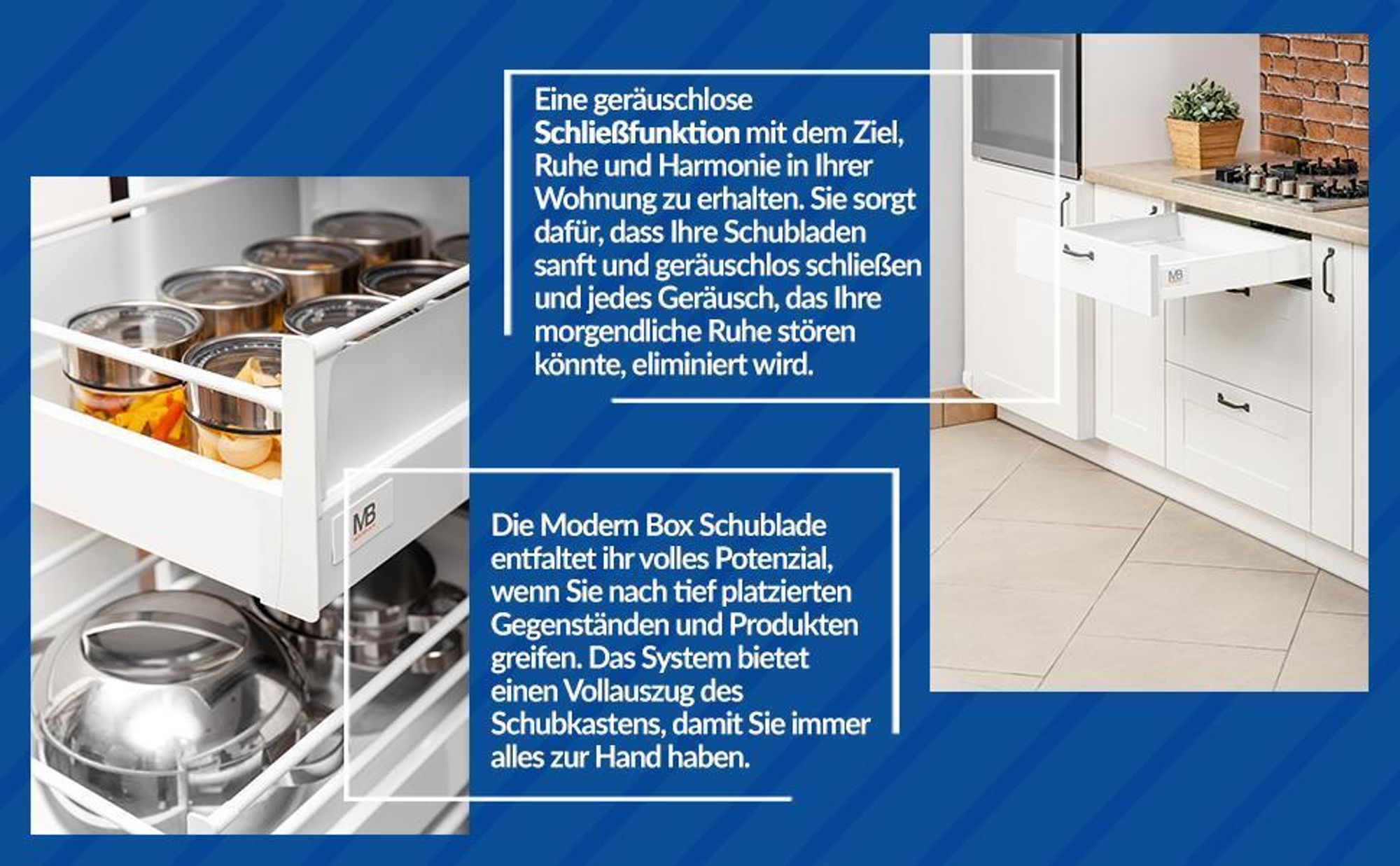 GTV - Modern Box Schublade I L=350mm H=83 mm I Weiss I Leises Schließen I Belastung bis zu 40 kg I Einfache Installation I Synchronisation des Fahrweges der Führungen I PB-D-KPL350A1