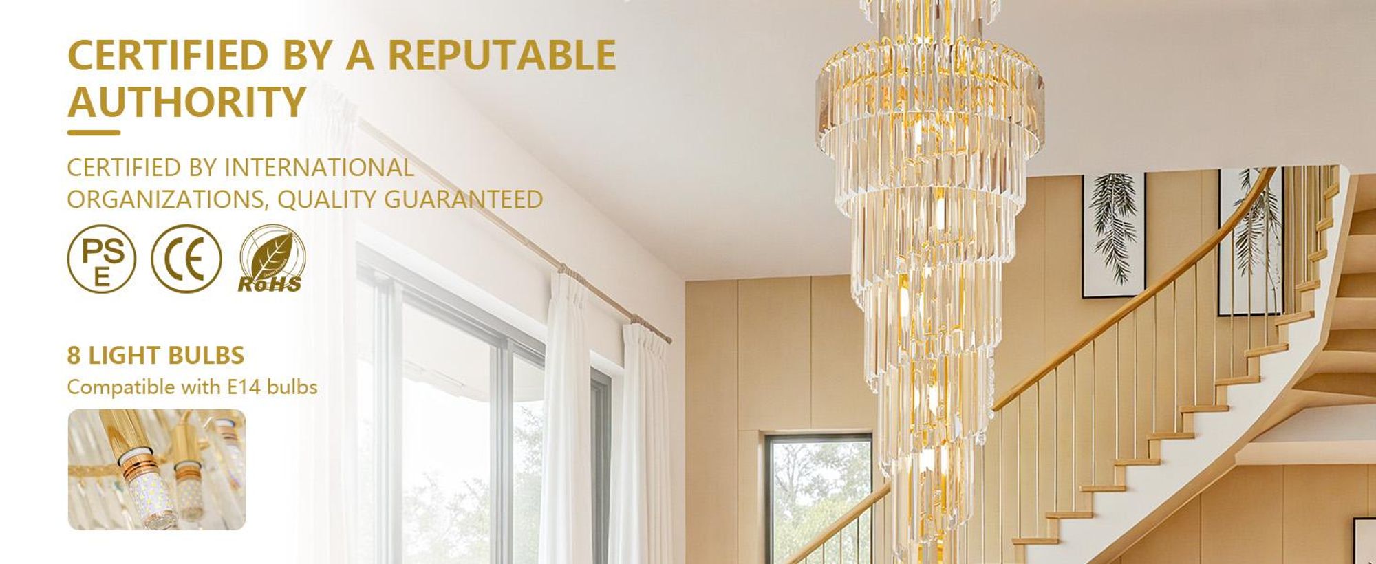 WISFOR 120/140cm Deckenleuchten Spirale Kristall Tröpfchen Kaskadierende Luxus Pendelleuchten Kronleuchter 3-farbig Licht Hochdeckenleuchte