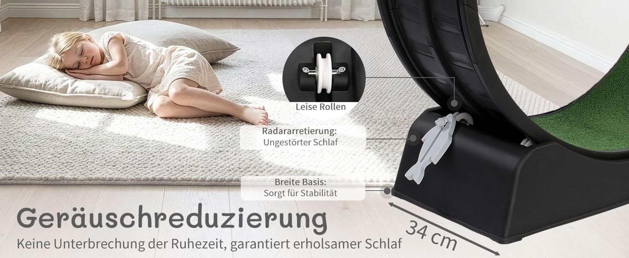 FCH Katzenlaufrad, Laufband für Katzen, Innendurchmesser 80cm, PP-Kunststoff, leise Laufband und Sicherheitsschloss-Design, Schwarz