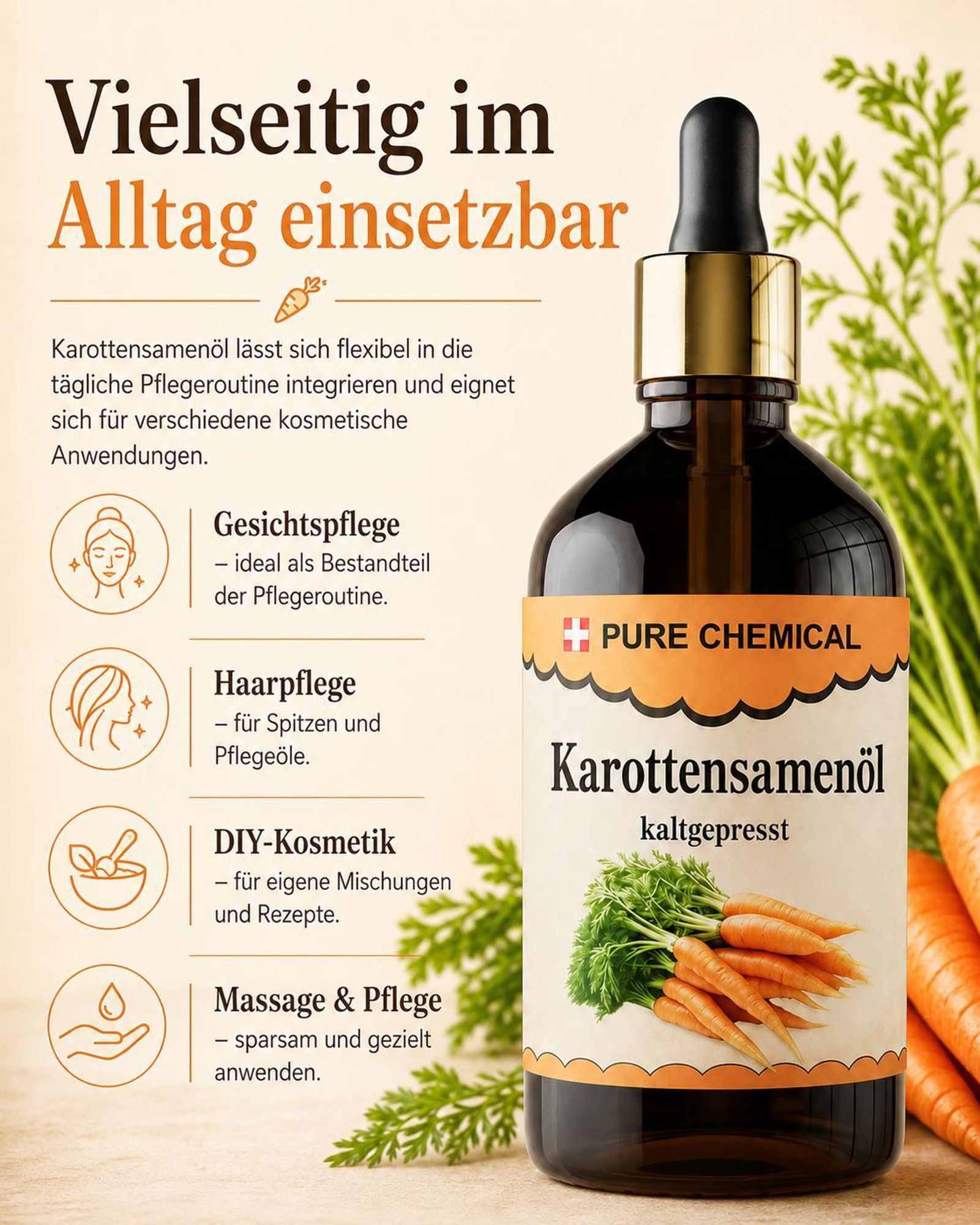 PURE CHEMICAL | Karottenkernöl | unraffiniert | kaltgepresst | 100 ml