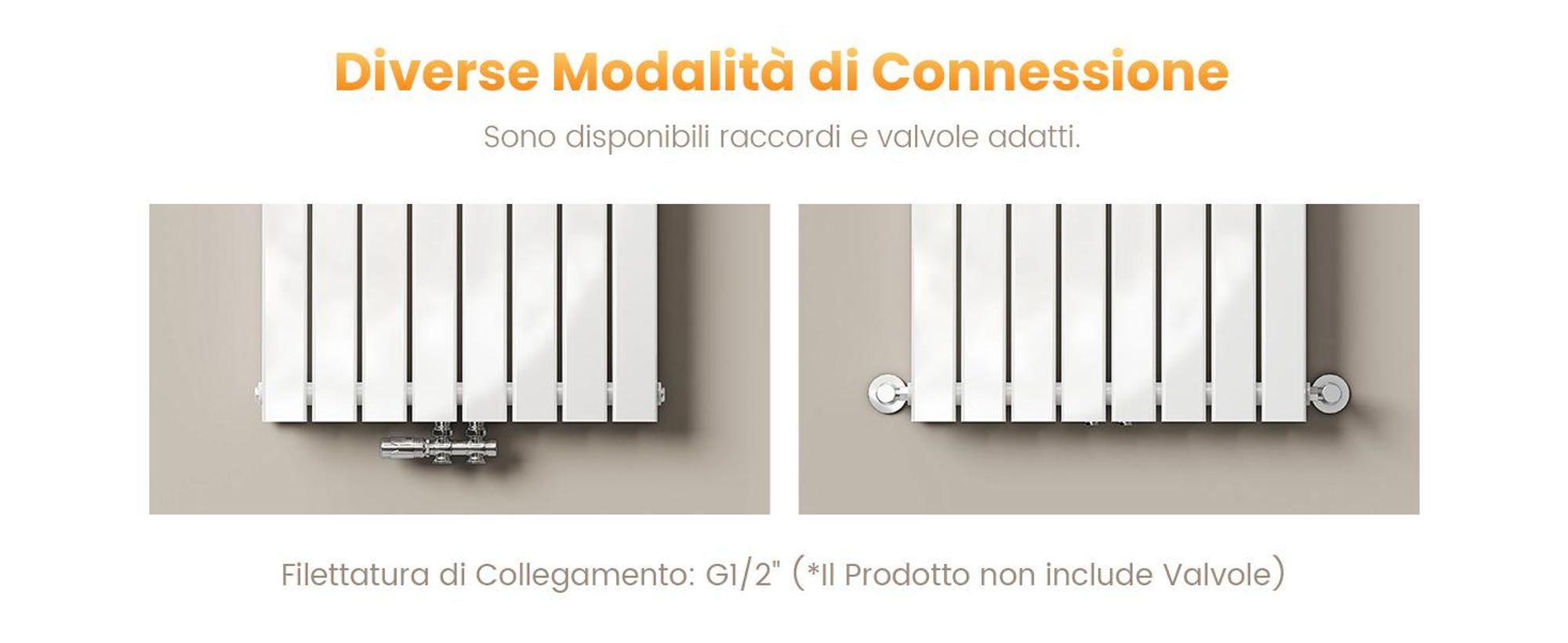 Radiatore EMKE Radiatore dal design piatto Radiatore a pannello Radiatore verticale monostrato Attacco centrale 160x30cm 501W Bianco senza elemento riscaldante