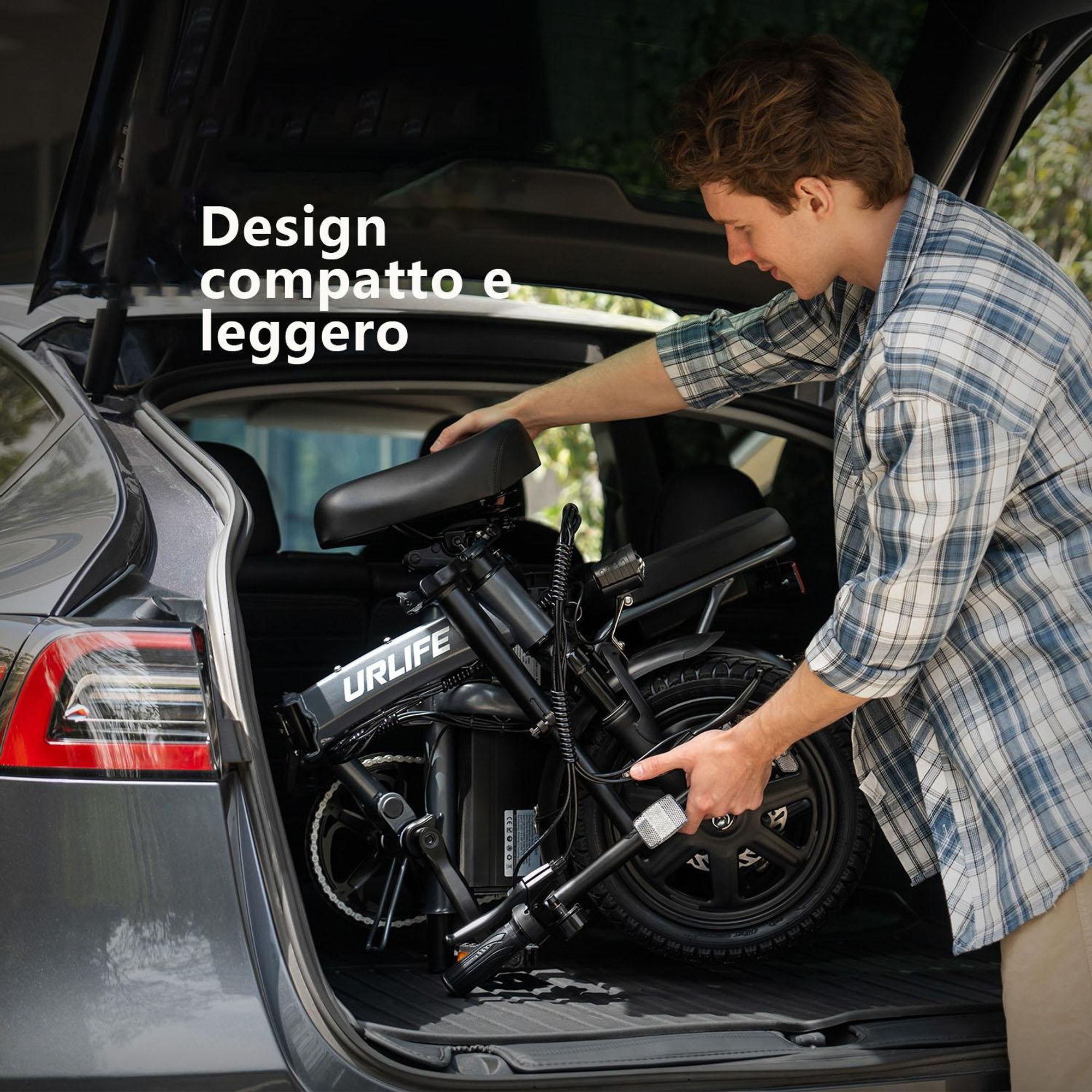 Bicicletta elettrica URLIFE F1L - Motore 250W 48V 7.5Ah Batteria  Pneumatici da 14 Pollici Freno a Disco - Nero