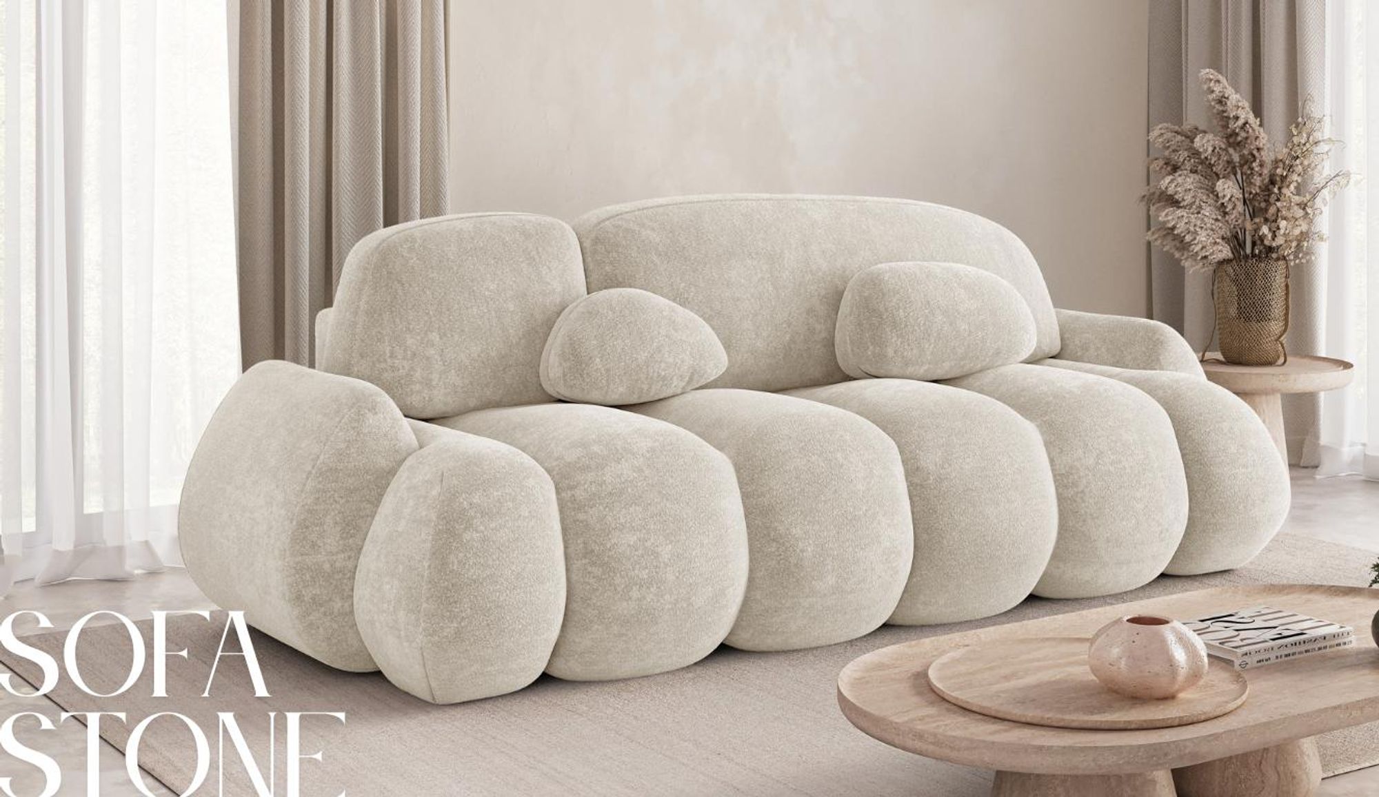 Moderne Schlafcouch mit Schlaffunktion und Bettkasten – Komfort und Funktionalität in einem - Sofa Stone – Bordeaux (Vibe 58)