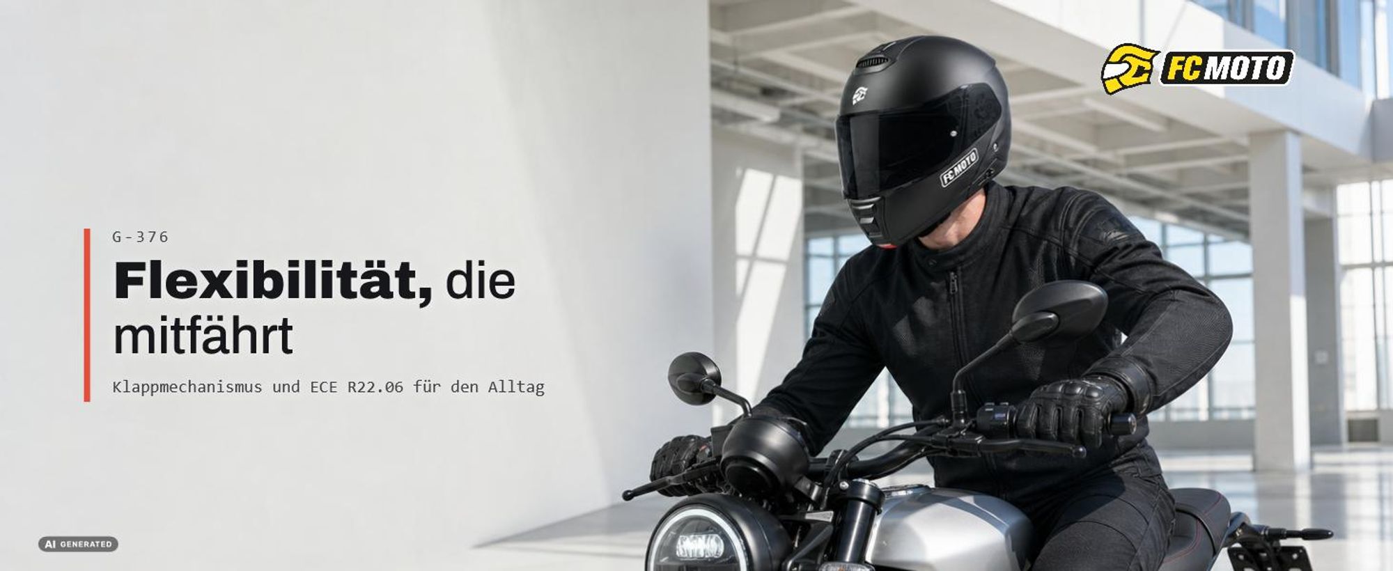 FC-Moto G-376 Klapphelm, schwarz matt, XL (61/62)