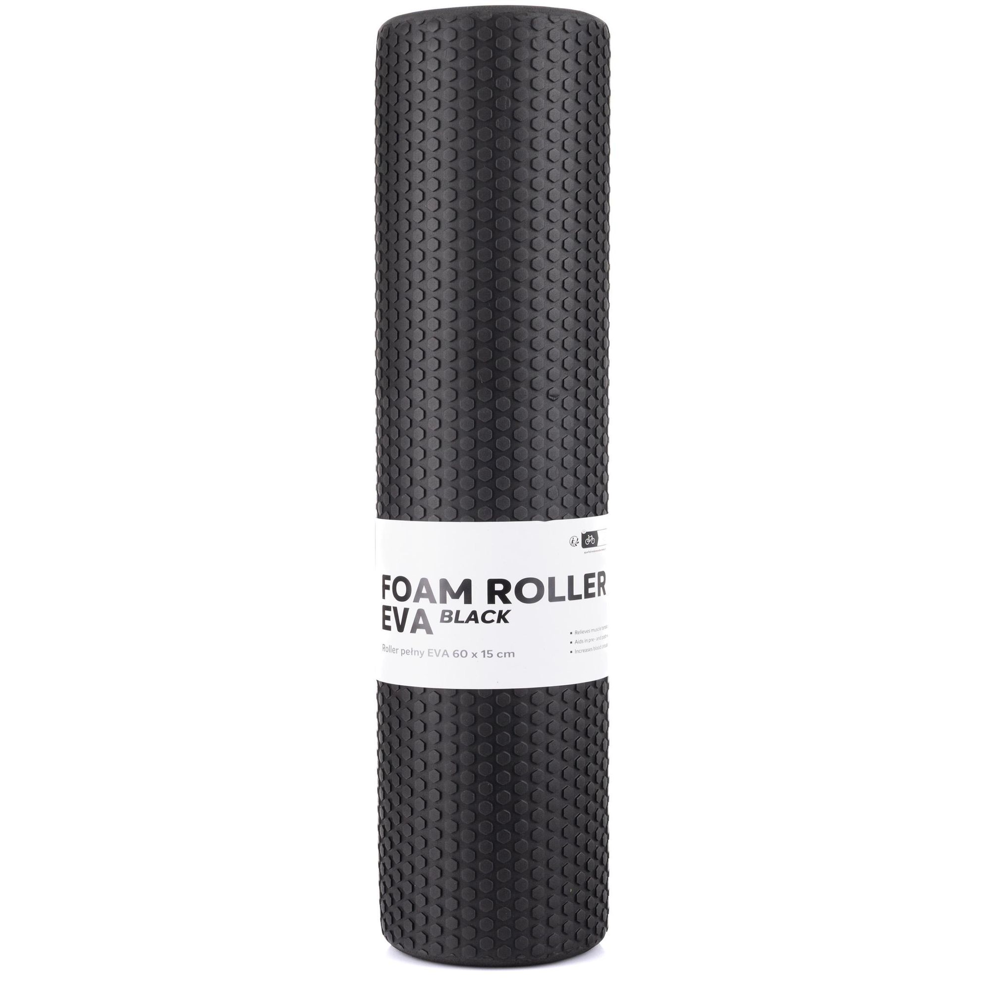FIZYO Langer Massageroller – EVA-Schaumstoffrolle mit Noppen für Yoga, Pilates, Fitness, Rehabilitation und Muskelregeneration – 60x15 cm Schwarz