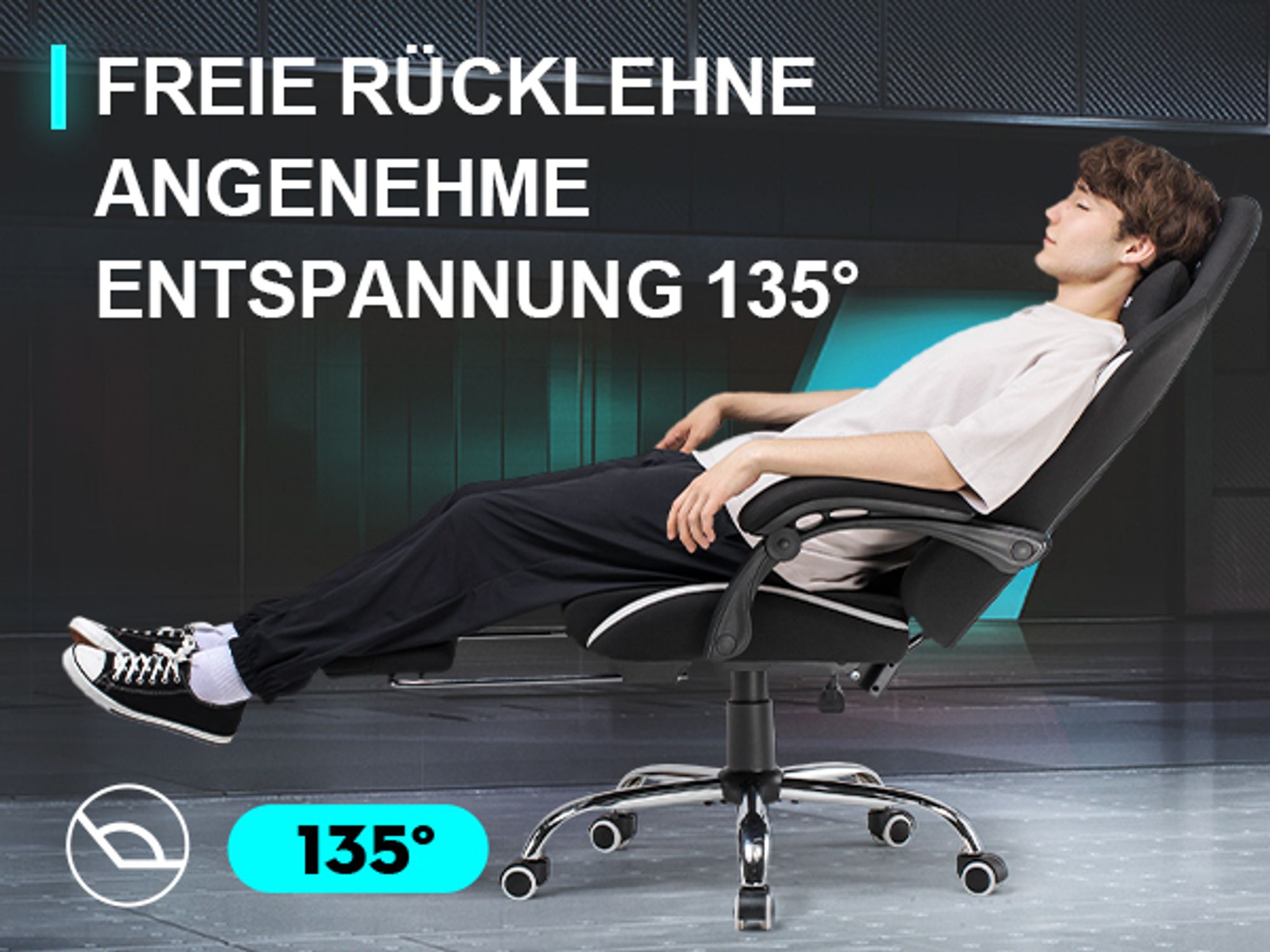 GTPLAYER Gaming Stuhl Ergonomischer Gaming Sessel Schreibtischstuhl mit Stoffoberfläche Atmungsaktiver Bürostuhl Federsitzkissen mit Fußstütze weiß