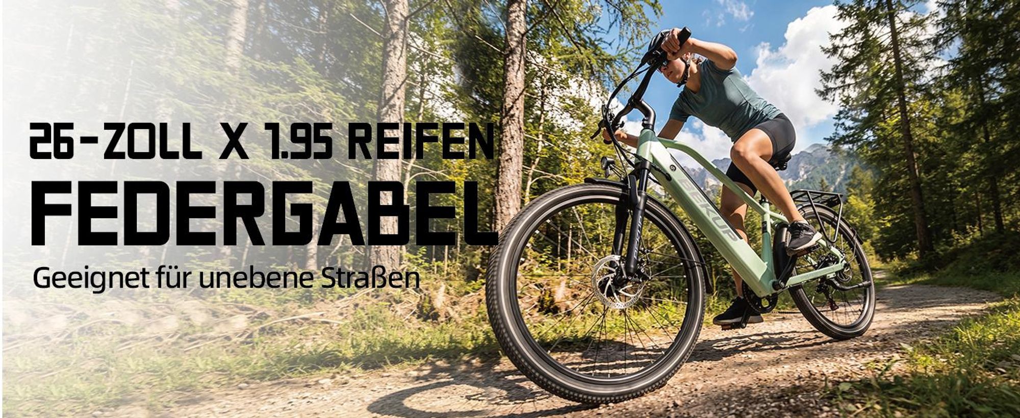 E-Bike V2 26 Zoll Trekkingrad, 522 Wh Akku, 45 Nm,  7 Gang Shimano Shimano, Kettenschaltung, Heckmotor, 522 Wh, für Arbeitsweg und Wochenendtouren