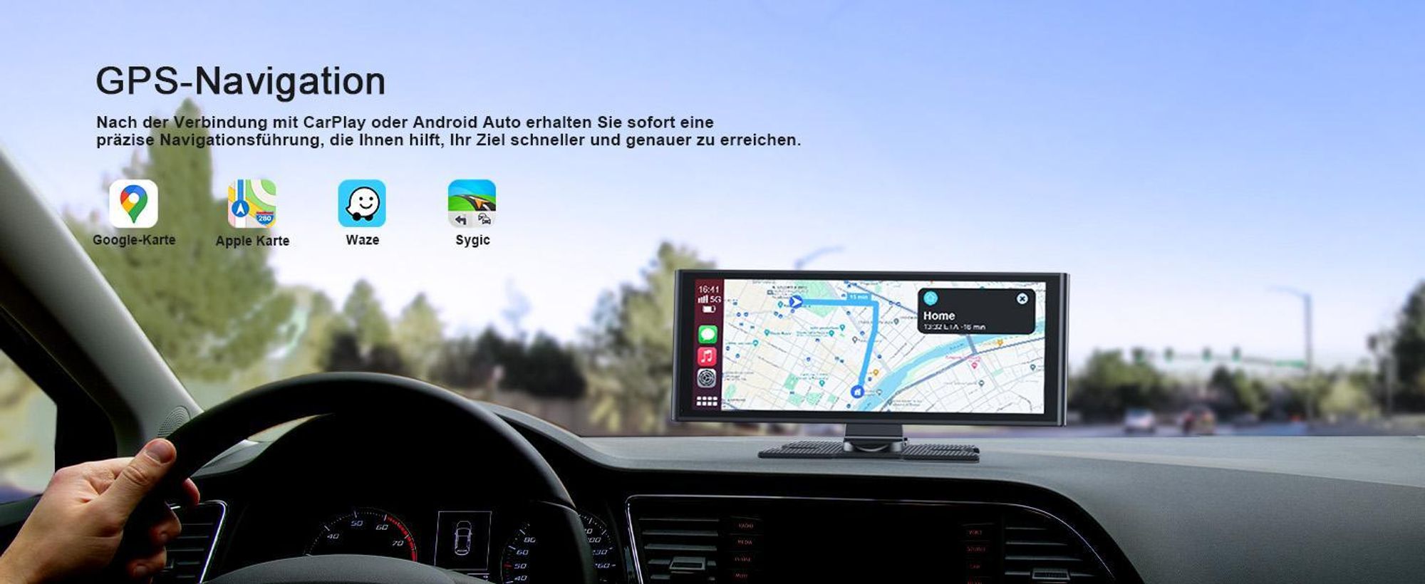 AVYLET 10,26" Wireless Carplay Display für Apple Carplay & Android Auto Tragbarers Carplay Autoradio mit IP67 Rückfahrkamera GPS Bluetooth Mirror Link