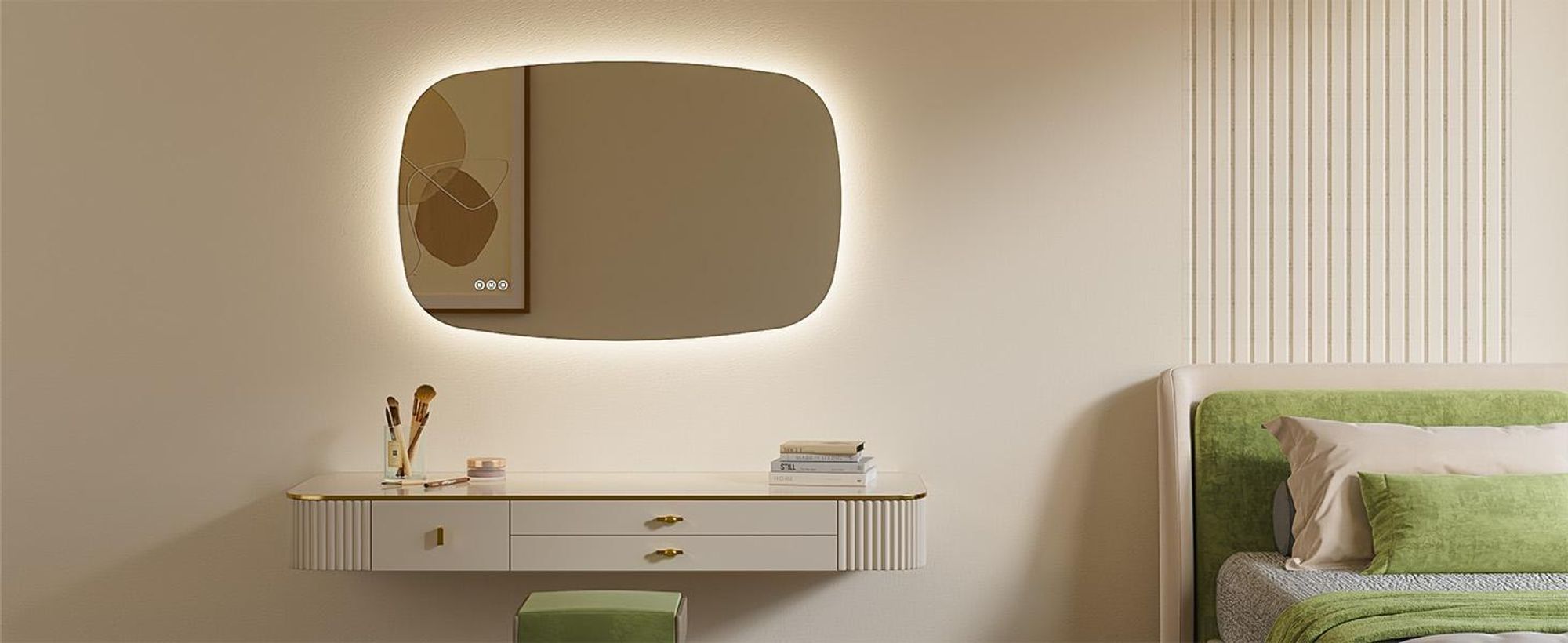 S'AFIELINA 80×50 cm Badspiegel mit Beleuchtung Oval LED spiegel mit Touch-Schalter, Dimmbar 3 Lichtfarbe Einstellbare, Beschlagfrei, Memory-Funktion