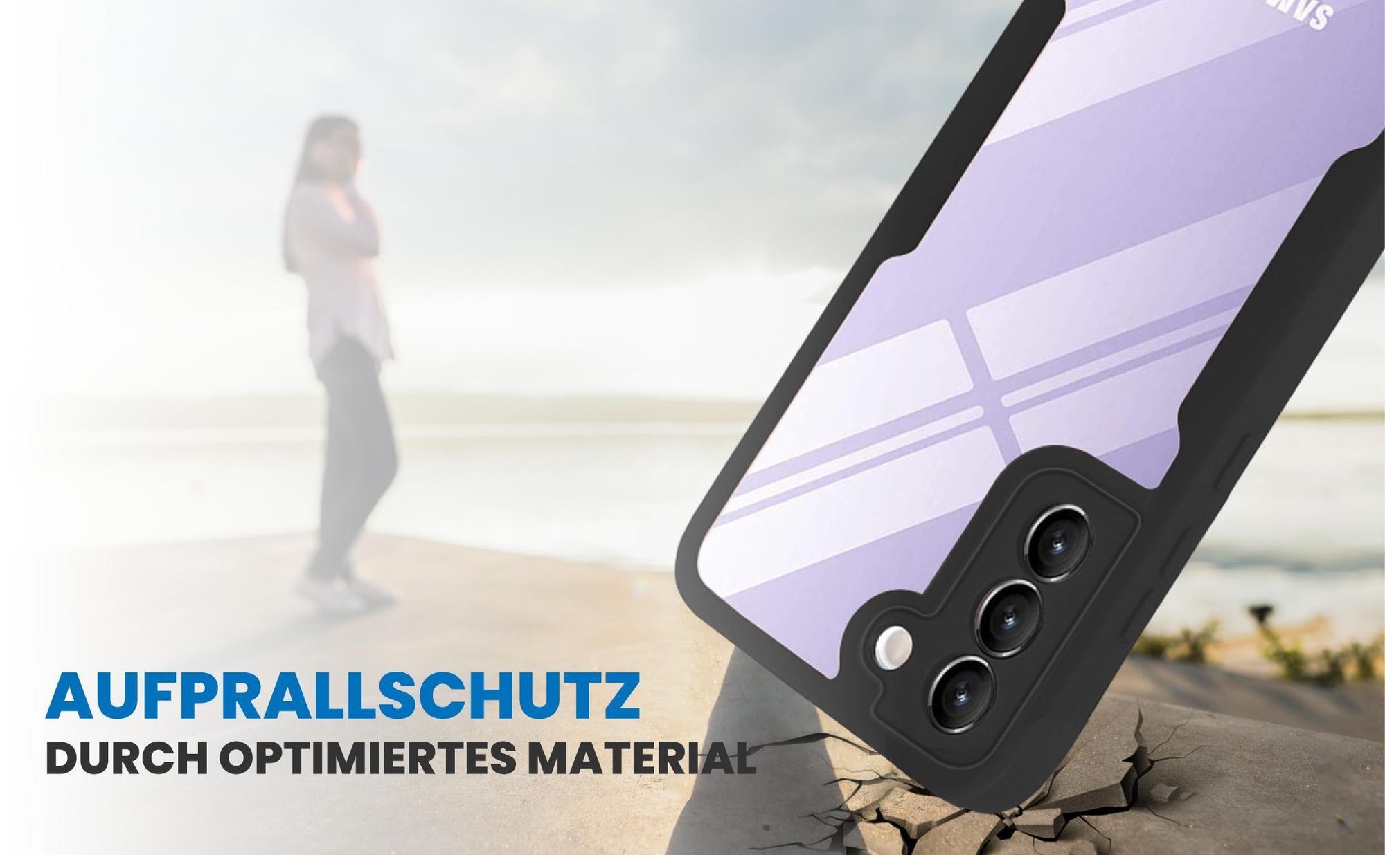 Schwarzes Front Back Cover für Samsung Galaxy S21 FE 5G mit Aufprallschutz