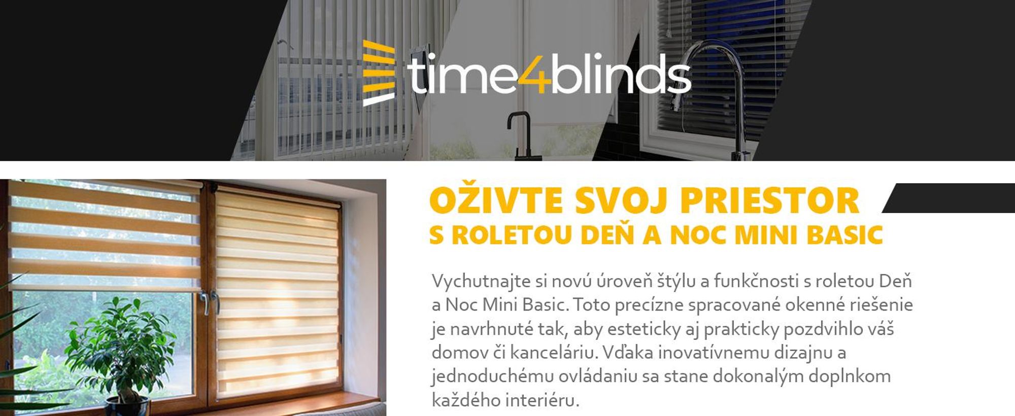 Time4Blinds, denná a nočná dvojitá roleta mini, klasická biela - ľavá, 120x100cm