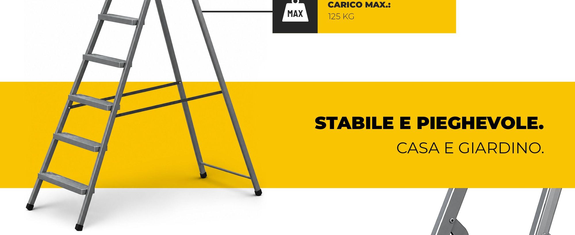 DRABEST | Scala - Scala in acciaio - Scala domestica - Scala a 6 gradini - Scaletta pieghevole - Acciaio - Universale - fino a 125 kg