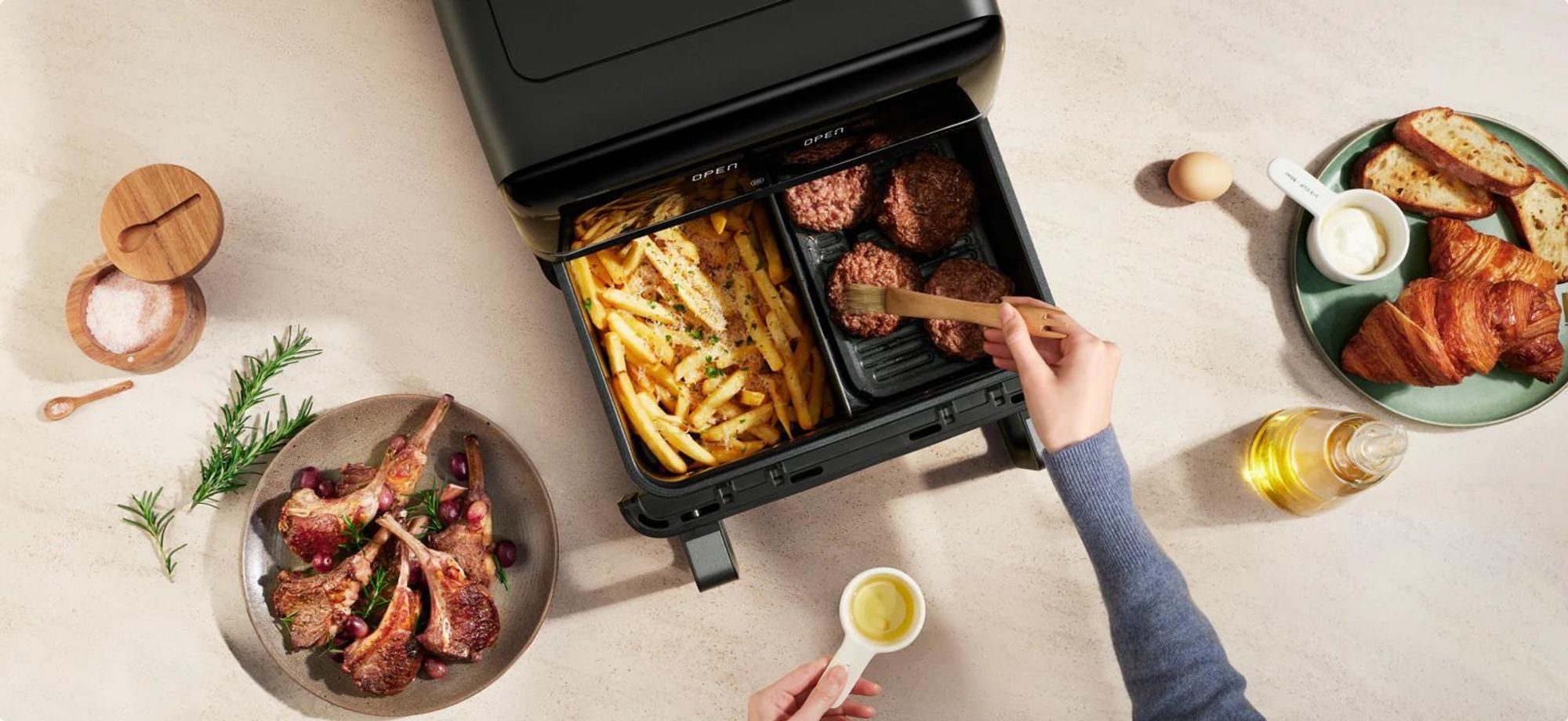MOVA AeroChef FD20 Pro Friteuse à air chaud 9L Bi-Zone 2700W, SyncFinish™, Cuisson rapide et croustillante, Température 40-230°C