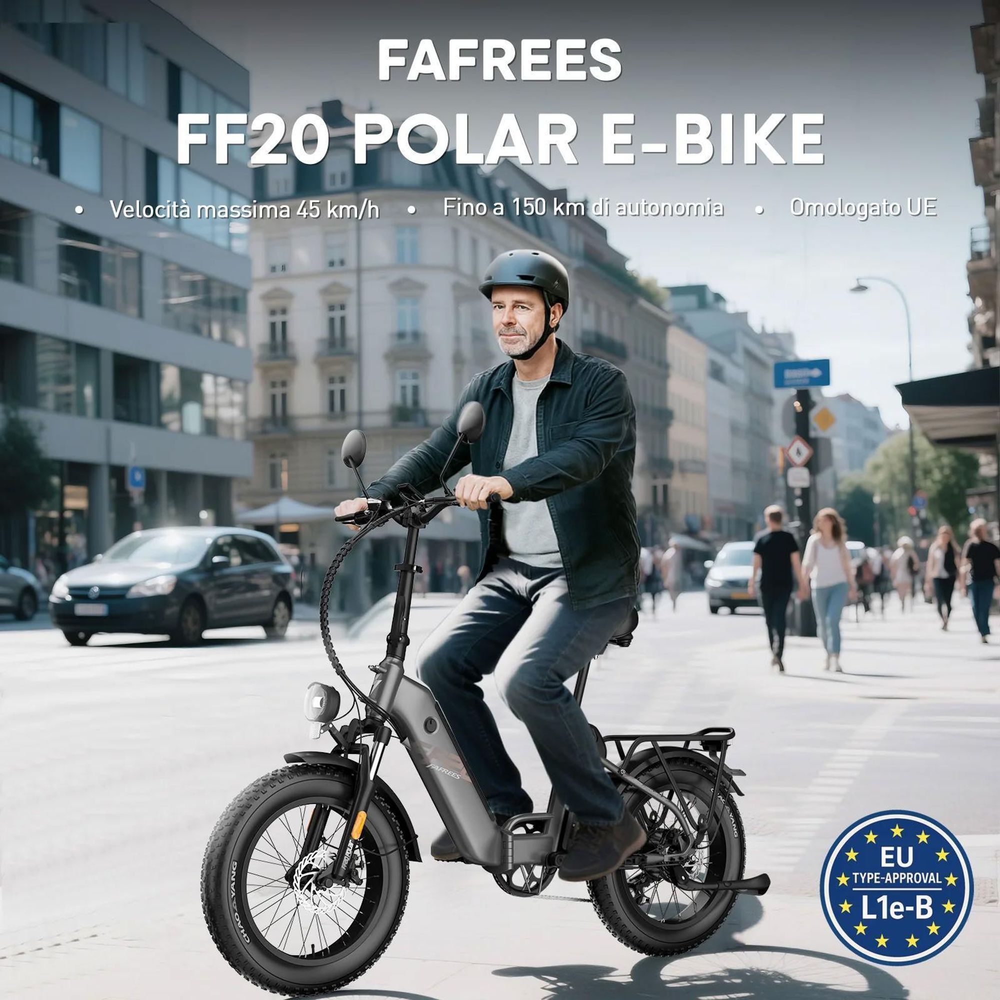 E-Bike FAFREES FF20 Polar - Batteria 48V24Ah Pneumatici Da 20 Pollici Freni A Disco Meccanici - Verde