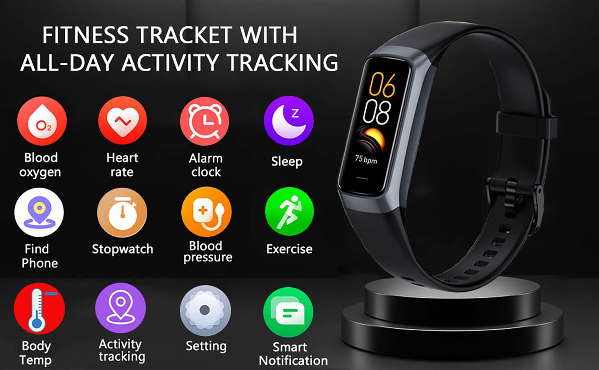 Fitness Tracker 1,10" Screen Smartwatch Herren Damen, Herzfrequenz, Blutdruck Monitor, Aktivitätstracker IP68 Wasserdicht, Sportuhr für iOS Android