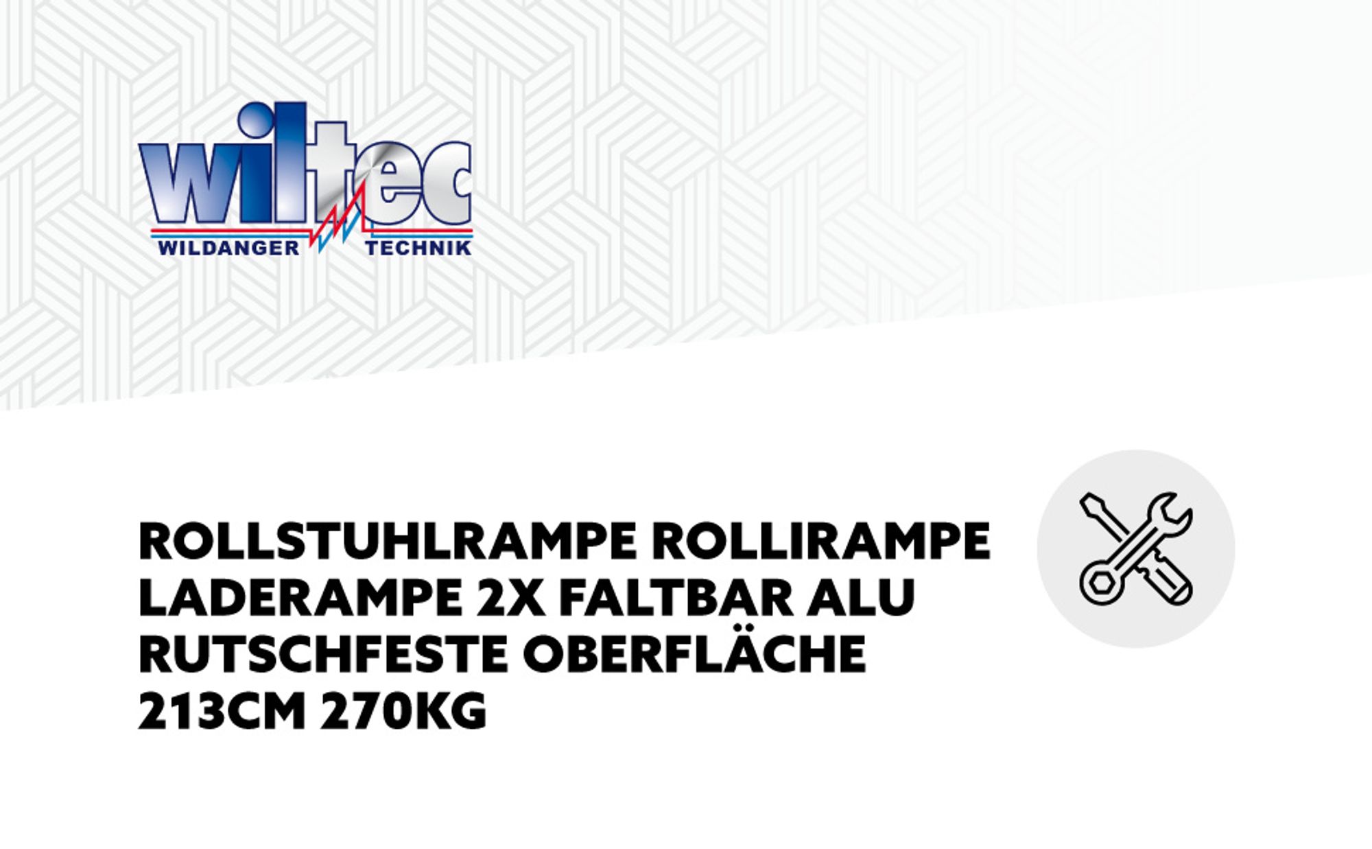Wiltec Rollstuhlrampe doppelt faltbar 213cm 270kg, mobile Auffahrschiene mit rutschfester Oberfläche als Rollirampe, Aluminium Kofferrampe