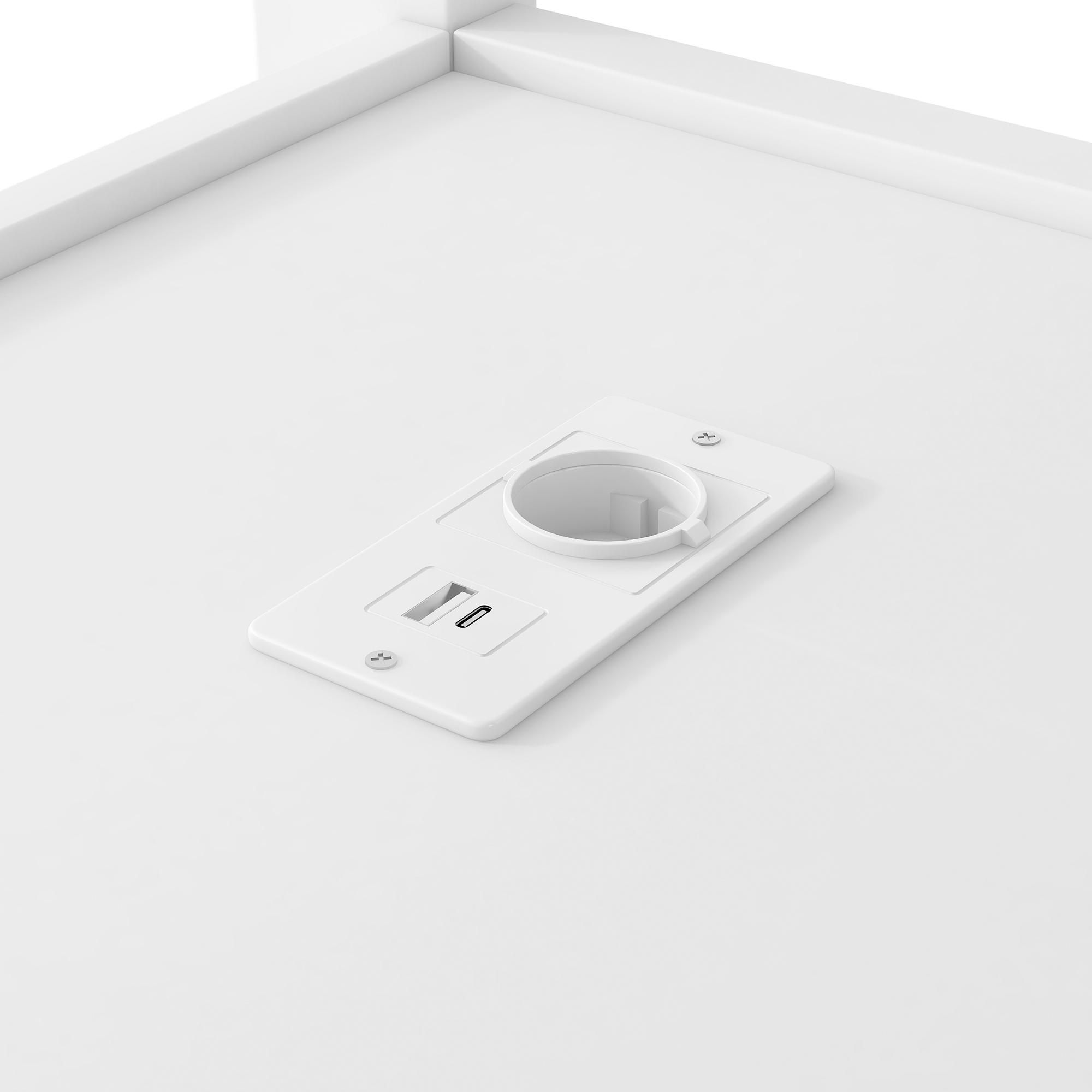 Merax Etagenbett Hochbett 140x200 cm, mit Regalen, Schreibtisch, LED-Licht und USB, Hängebereich, Stockbett aus Holz, Kinderbett, Jugendbett, Weiß