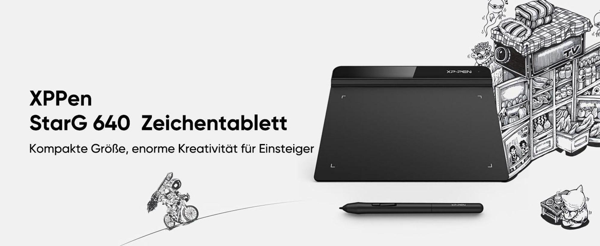 XPPen G640 6 x 4 Zoll Drawing Tablet Grafiktablett Pen Tablet OSU! Spielen Batteriefreier Stift zum Fernunterricht Home-Office 20 Ersatz Nibs