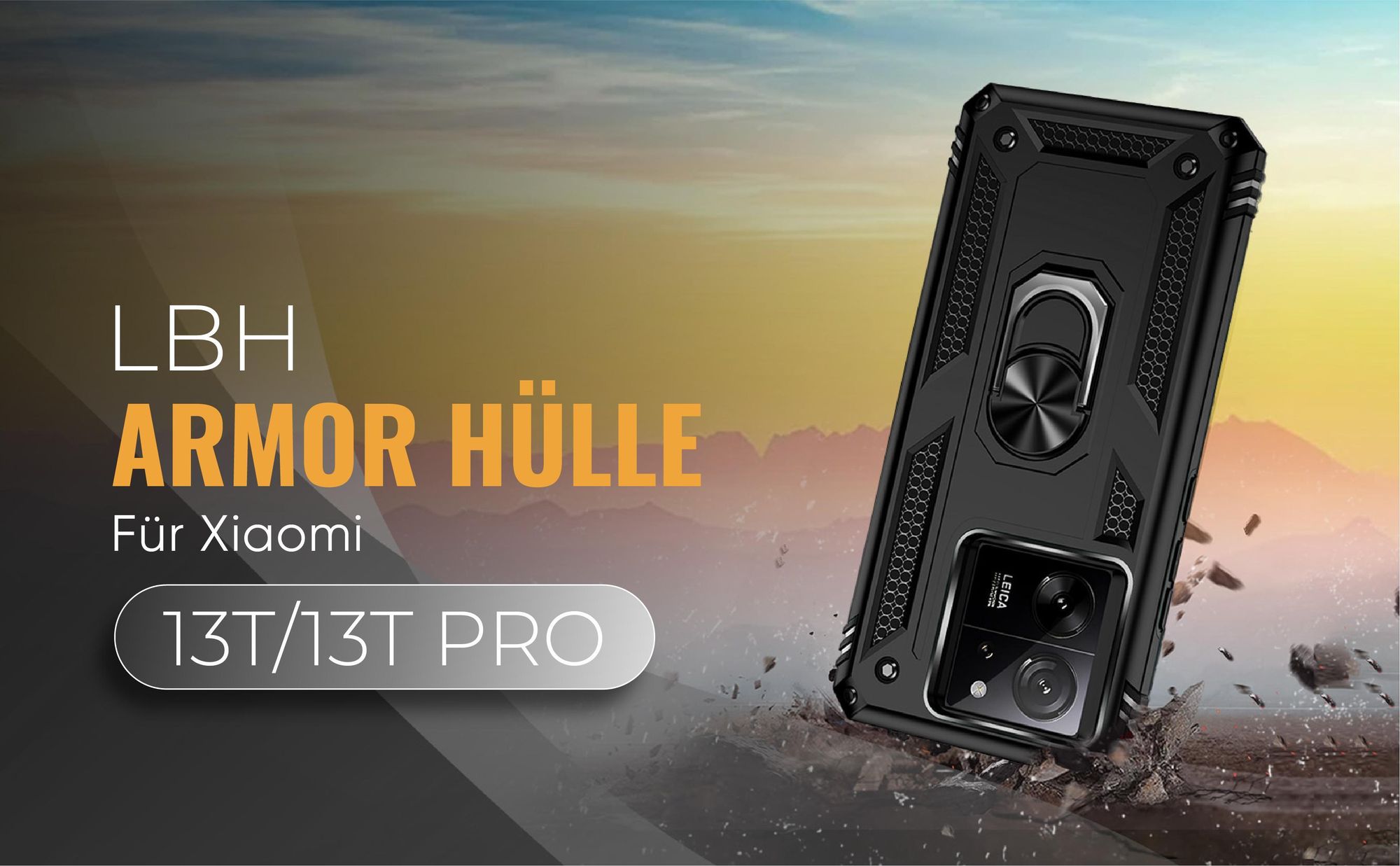 Schwarze Outdoorhülle für Xiaomi 13T / 13T Pro