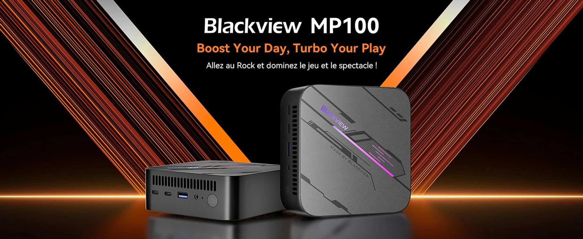 Blackview MP100 Mini PC, processeur Intel i3-1215U jusqu'à 4,4 GHz, 16 Go de RAM DDR5, SSD PCIe 4.0 de 512 Go, résolution 4K à 144 Hz, WiFi 6, ports DP et HDMI, système d'exploitation Windows 11 Pro, livré avec le clavier K1