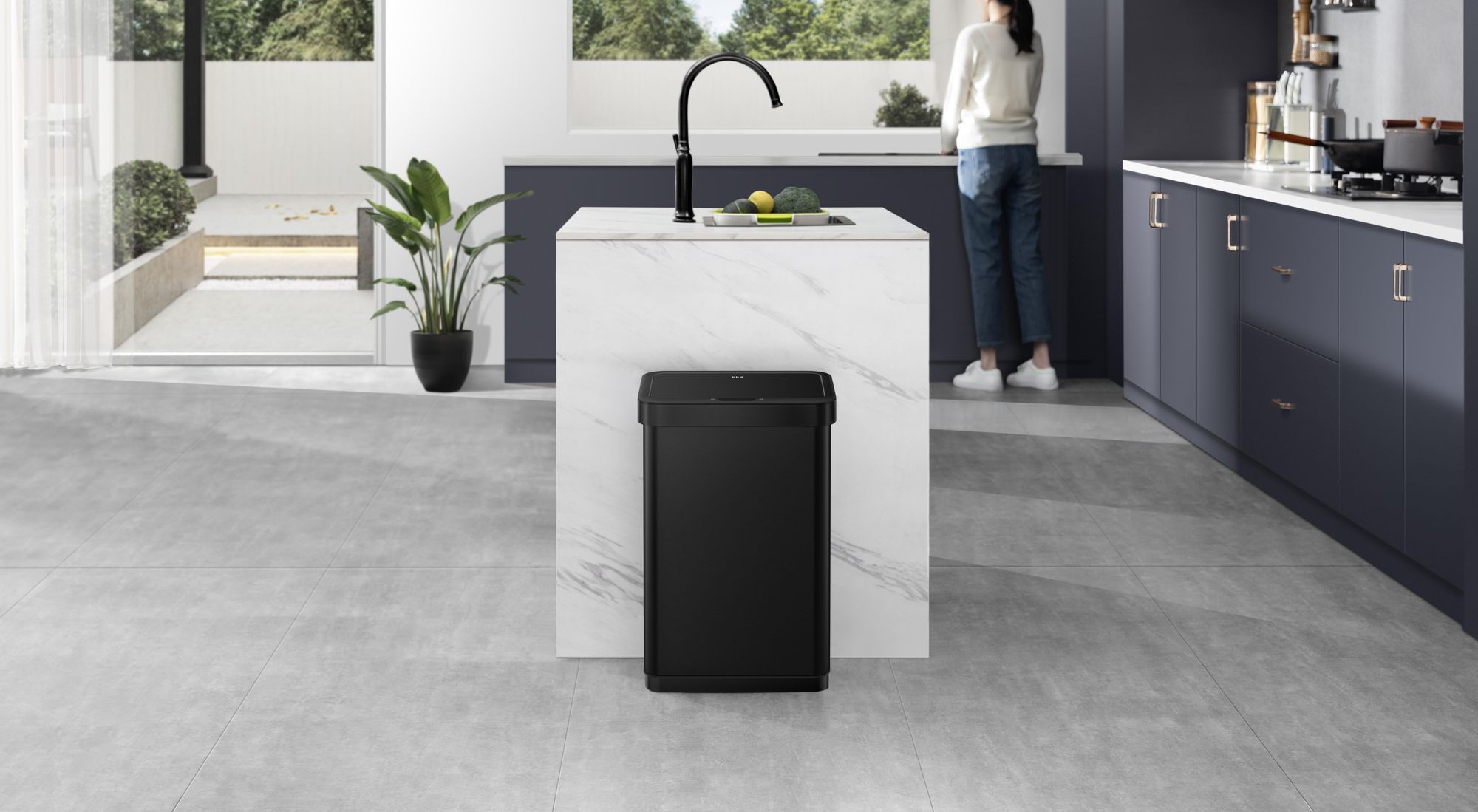 EKO - EcoNova Sensor Abfalleimer 50 Liter - Stainless steel - Schwarz
