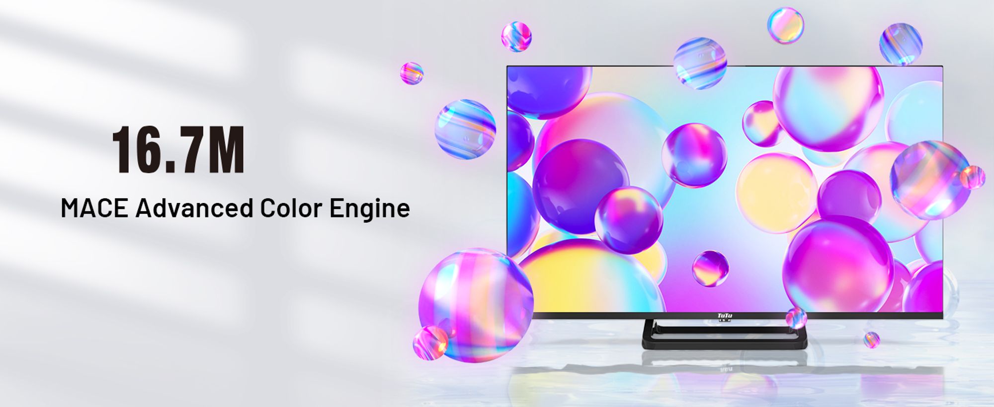 TuTu Standard TV - LED HD - 32 Zoll/82 cm - Randlos Design - Mittelfuß - Tripple Tuner DVB-T/T2/S/S2/C - HDMI x3, USB x2, CI+ - Montiert in Eindhoven - TUB32HN1NC