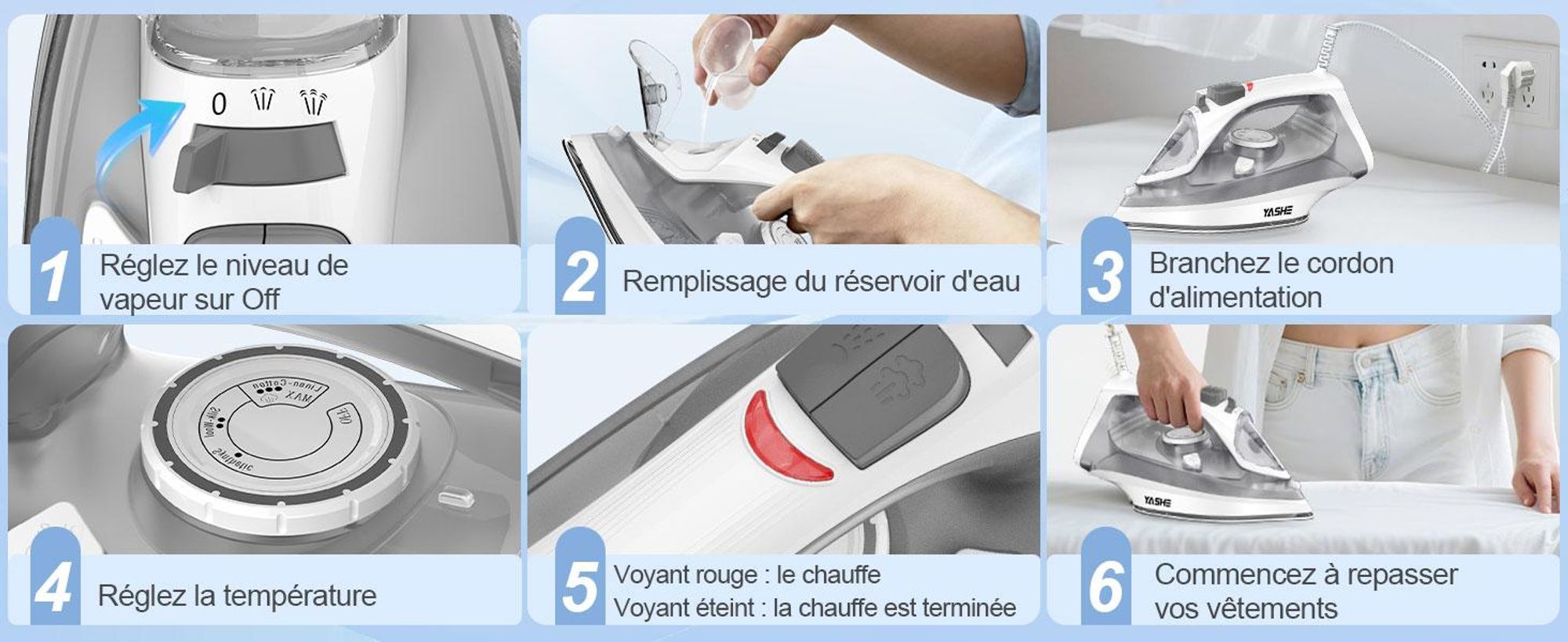 Fer à repasser vapeur YASHE WSD-218, 2300 W, 300 ml, anti-goutte