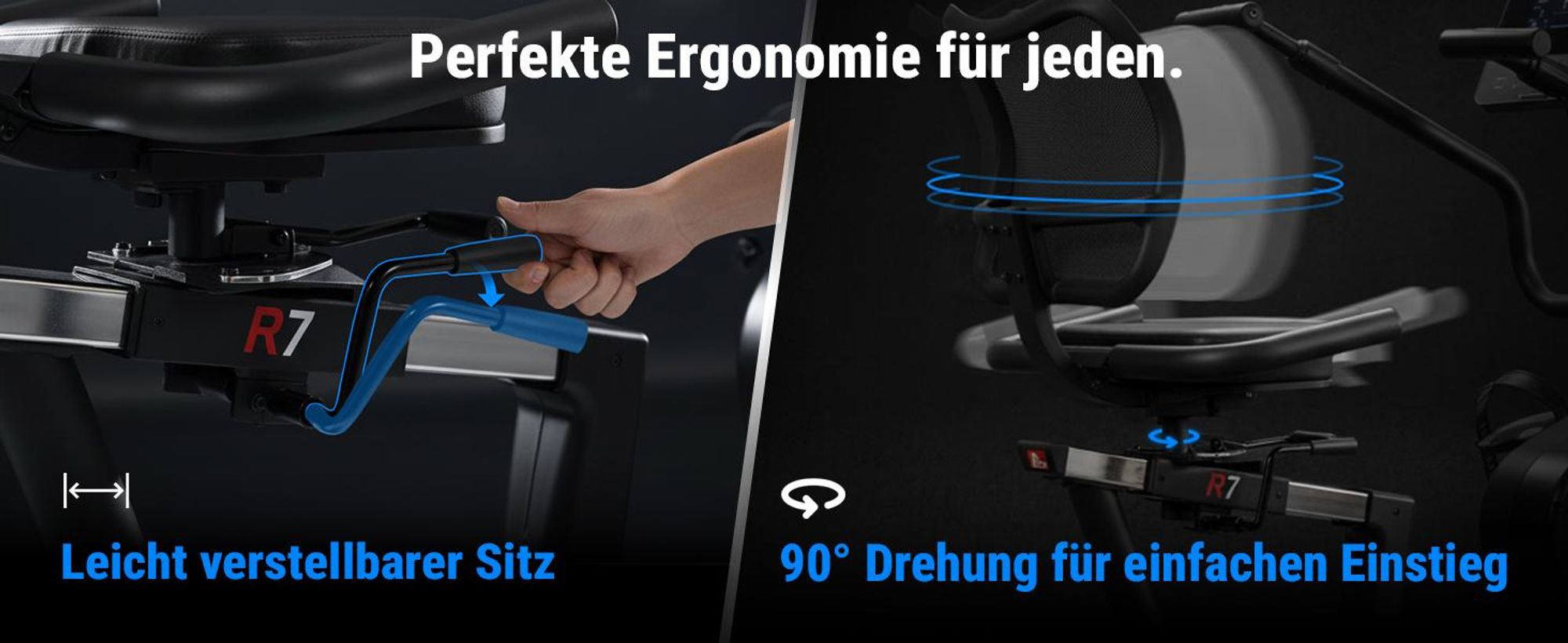 Liegeergometer AsVIVA R7 Heimtrainer Ergometer mit 18 kg Schwungmasse 24 Stufen Bluetooth leise gelenkschonend für Zuhause