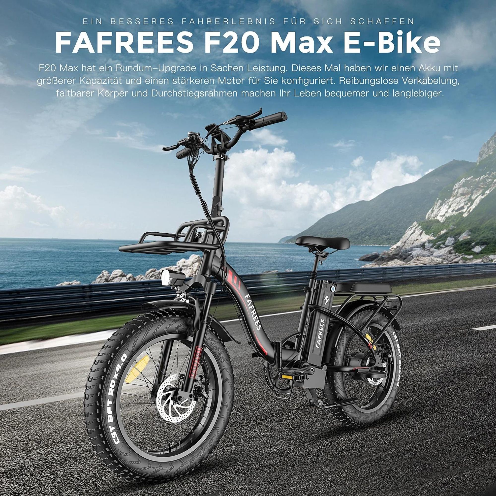 Electric Bike FAFREES F20 Max - Batterie 48V30AH 20" Reifen Mechanische Scheibenbremse - Schwarz