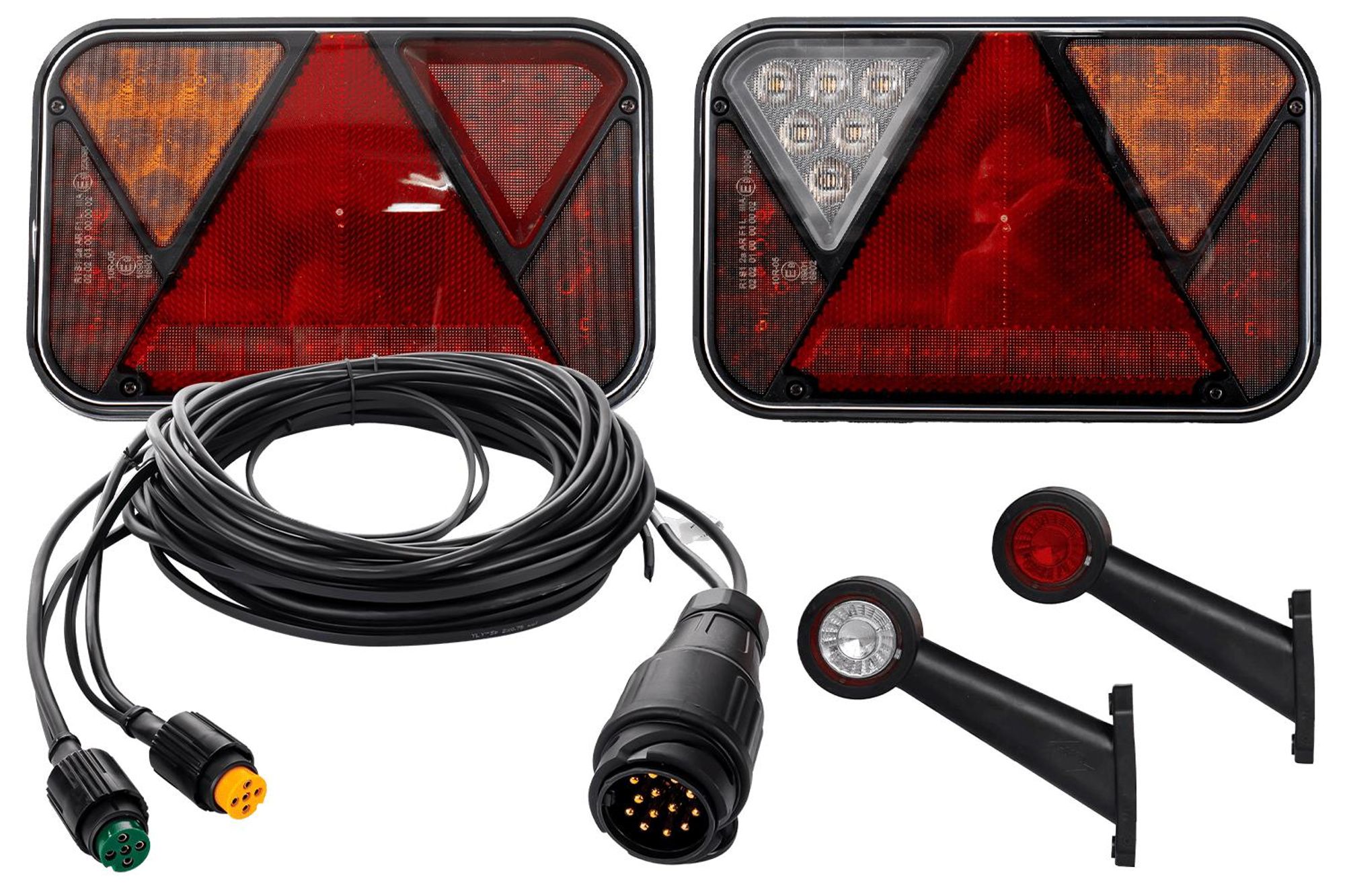 Lichtset: FRISTOM LED-Rückleuchten + HORPOL LED-Seitenmarkierungsleuchten + MANTES 5,5 m 13-poliger Kabelbaum