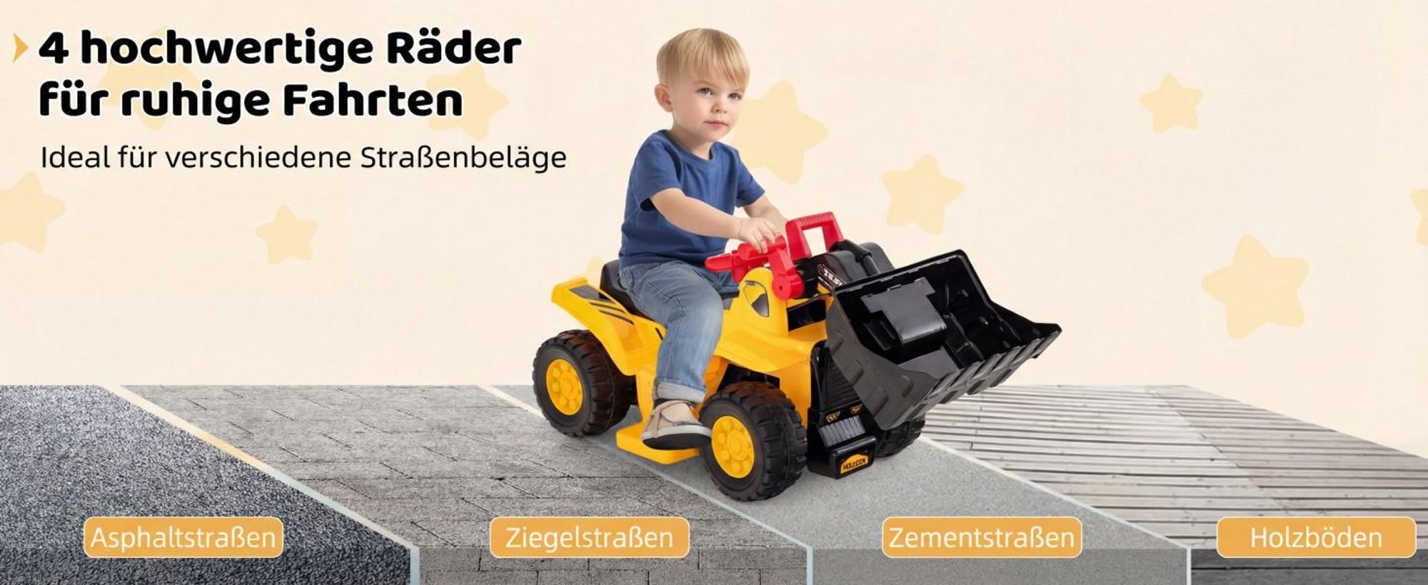 COSTWAY 6V Sitzbagger, Kinderauto Elektro mit verstecktem Stauraum & Basketballkorb & Sound & Hupe & 3 Bällen, Bagger zum draufsitzen, Sandbagger Aufsitzbagger, Elektroauto für Kinder ab 2 Jahren