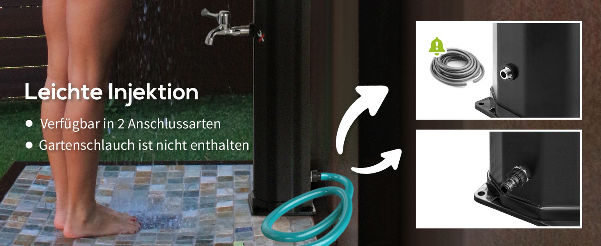 Outsunny Solardusche 35 Liter 0-55 ℃ warmes Wasser mit Wasserhahn und Regendusch