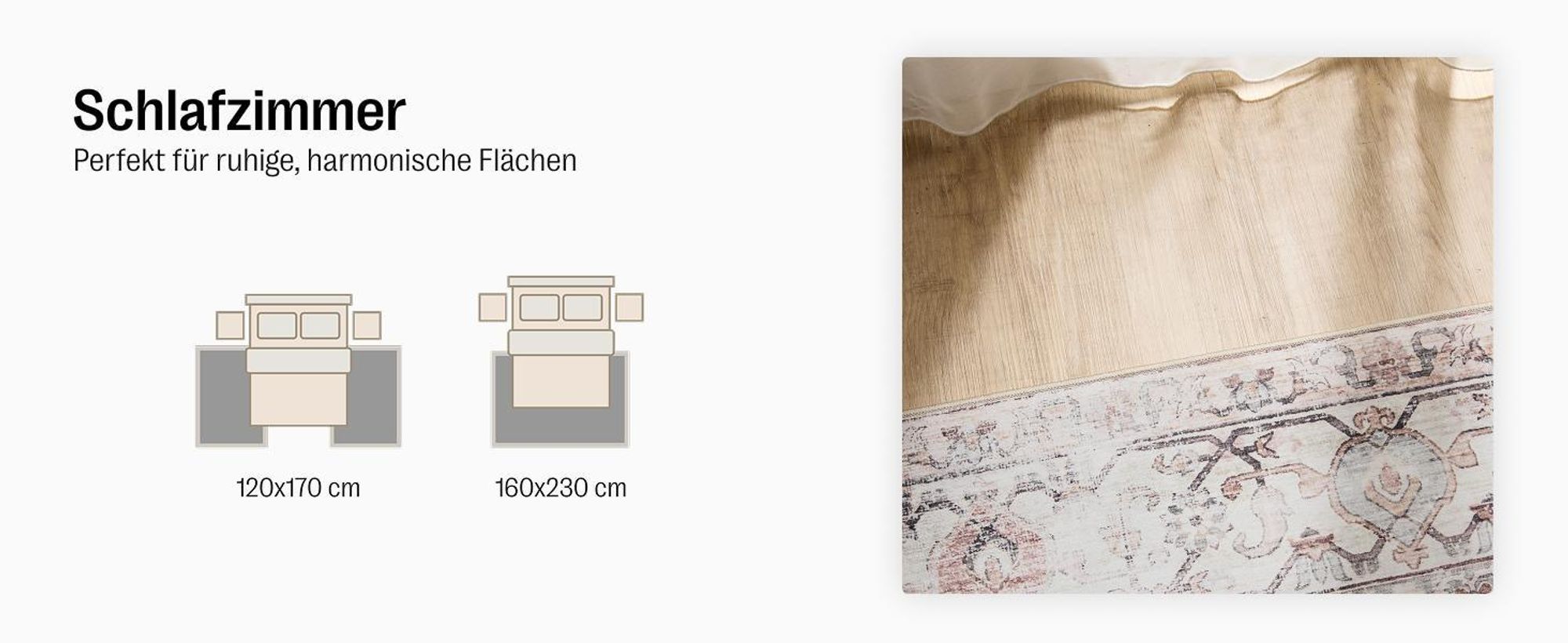 benuta Waschbarer Vintage Teppich George Blau 120x170 cm Wohnzimmerteppich Schlafzimmer weich orientalisch Rechteckig