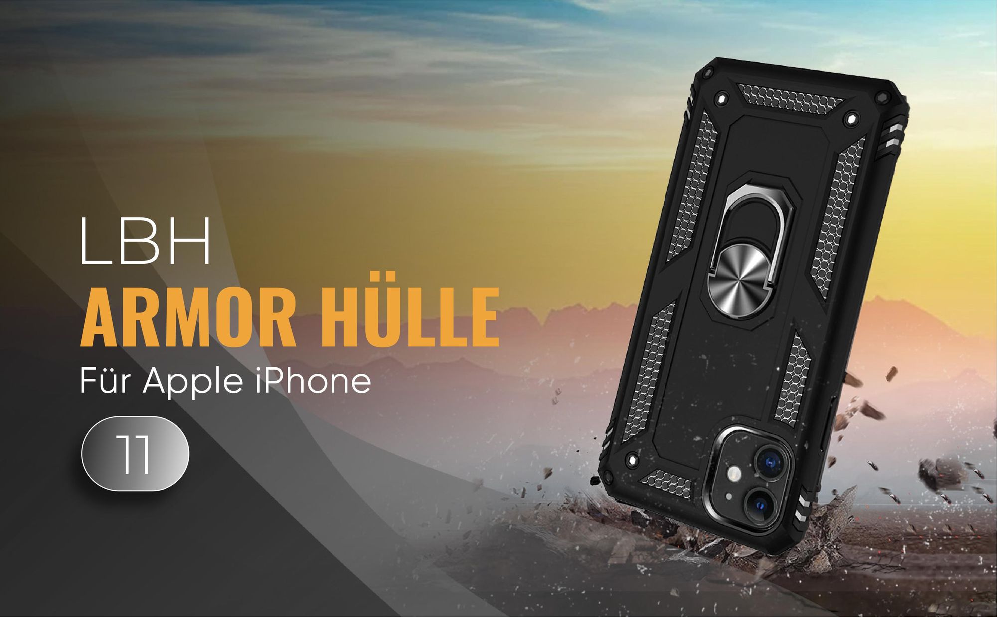 Schwarze Outdoorhülle für Apple iPhone 11