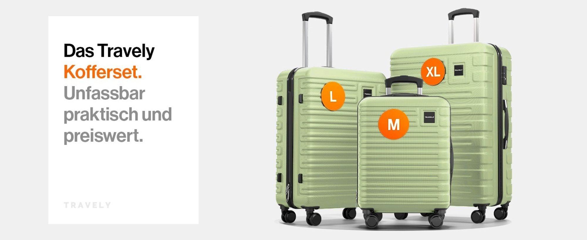 Travely Polycarbonat Koffer Groß 77cm XL - 100L Innenvolumen - 158cm Gurtmaß, sehr robuster Hartschalen Koffer mit sanften Rollen & TSA Schloss, Reisekoffer, Koffer & Trolleys, Reisekoffer mit Rollen