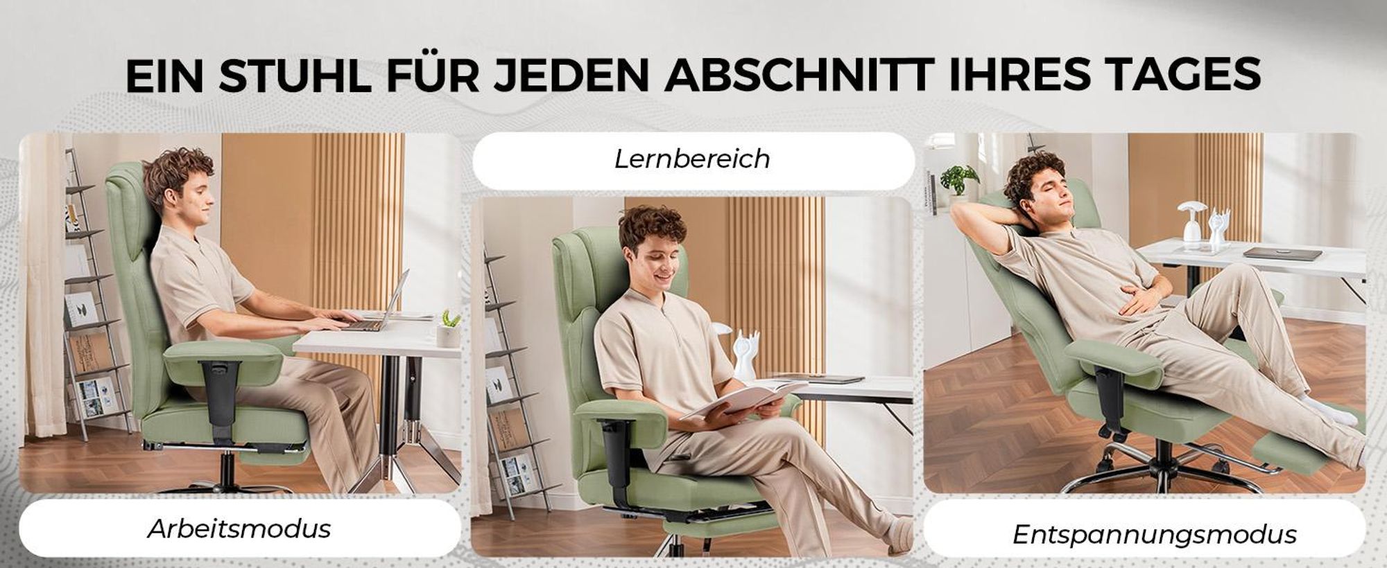 GTPLAYER Gaming Stuhl, breiter Bürostuhl aus Hochwertigem Stoff, Ergonomischer PC-Stuhl, Verstellbarer und Drehbarer Schreibtischstuhl mit Fußstütze