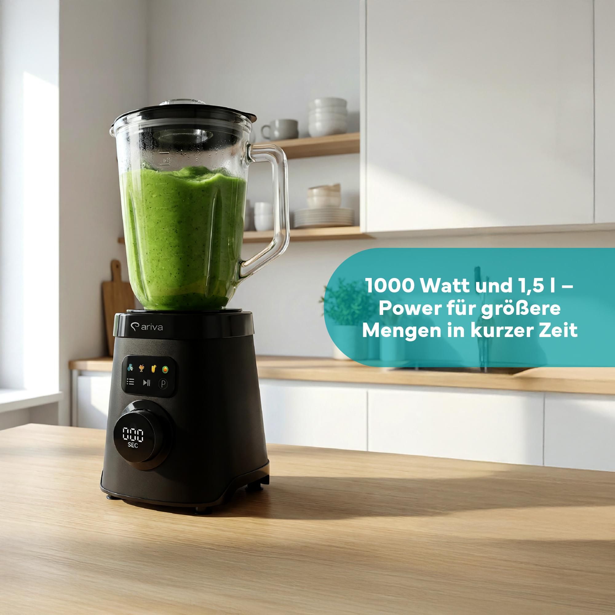 Robuster 1,5 L Glasbehälter für heiße Suppen und Eis, inklusive Deckel mit praktischer Dosieröffnung