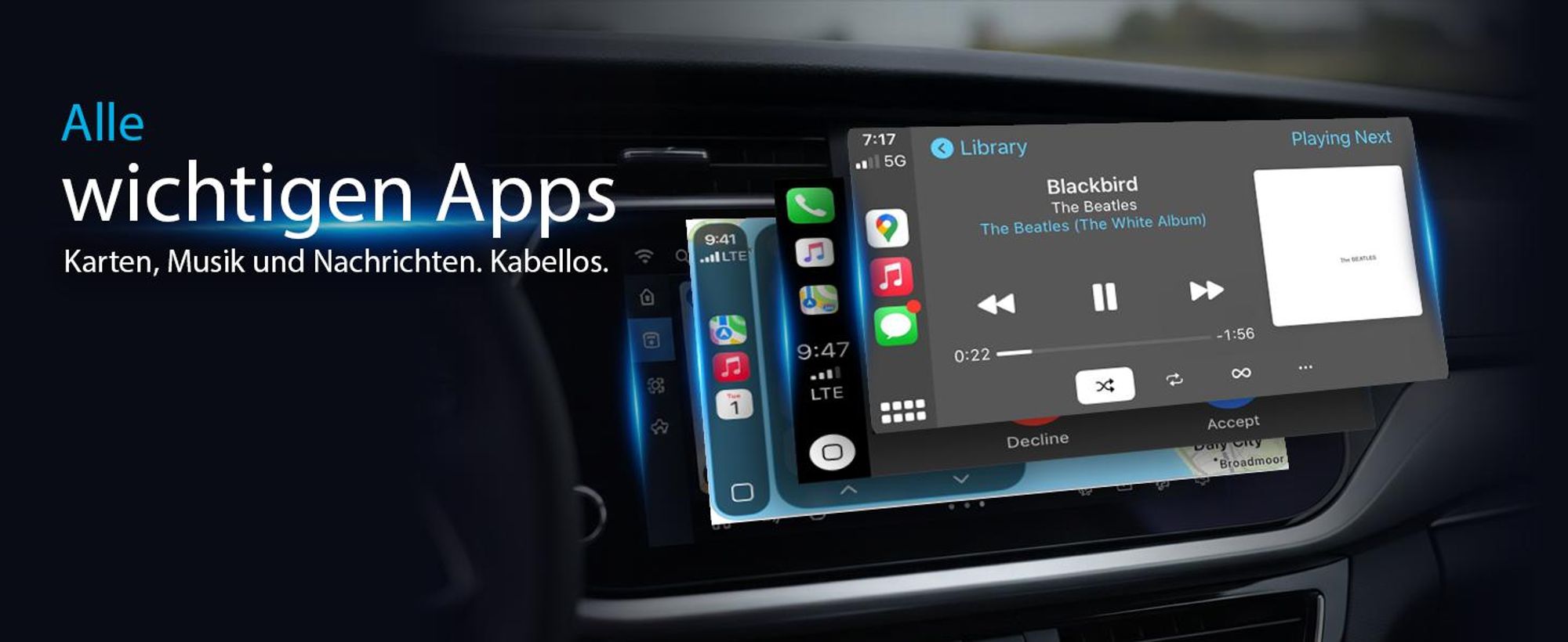 AutoSky Wireless CarPlay & Android Auto AI Box Lite – Für Fahrzeuge mit Wired Ca