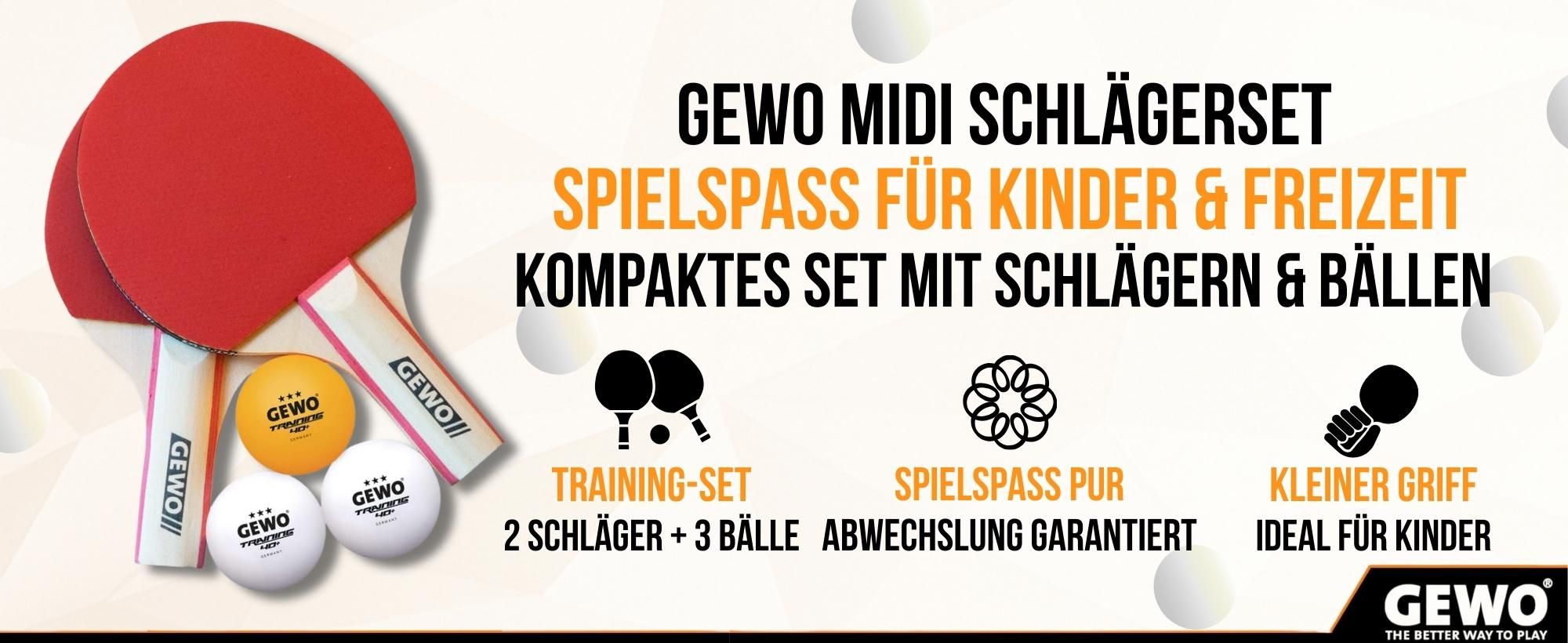 GEWO, Tischtennisschläger Kinder, Tischtennis Set, Tischtennisschläger Set Kinder
